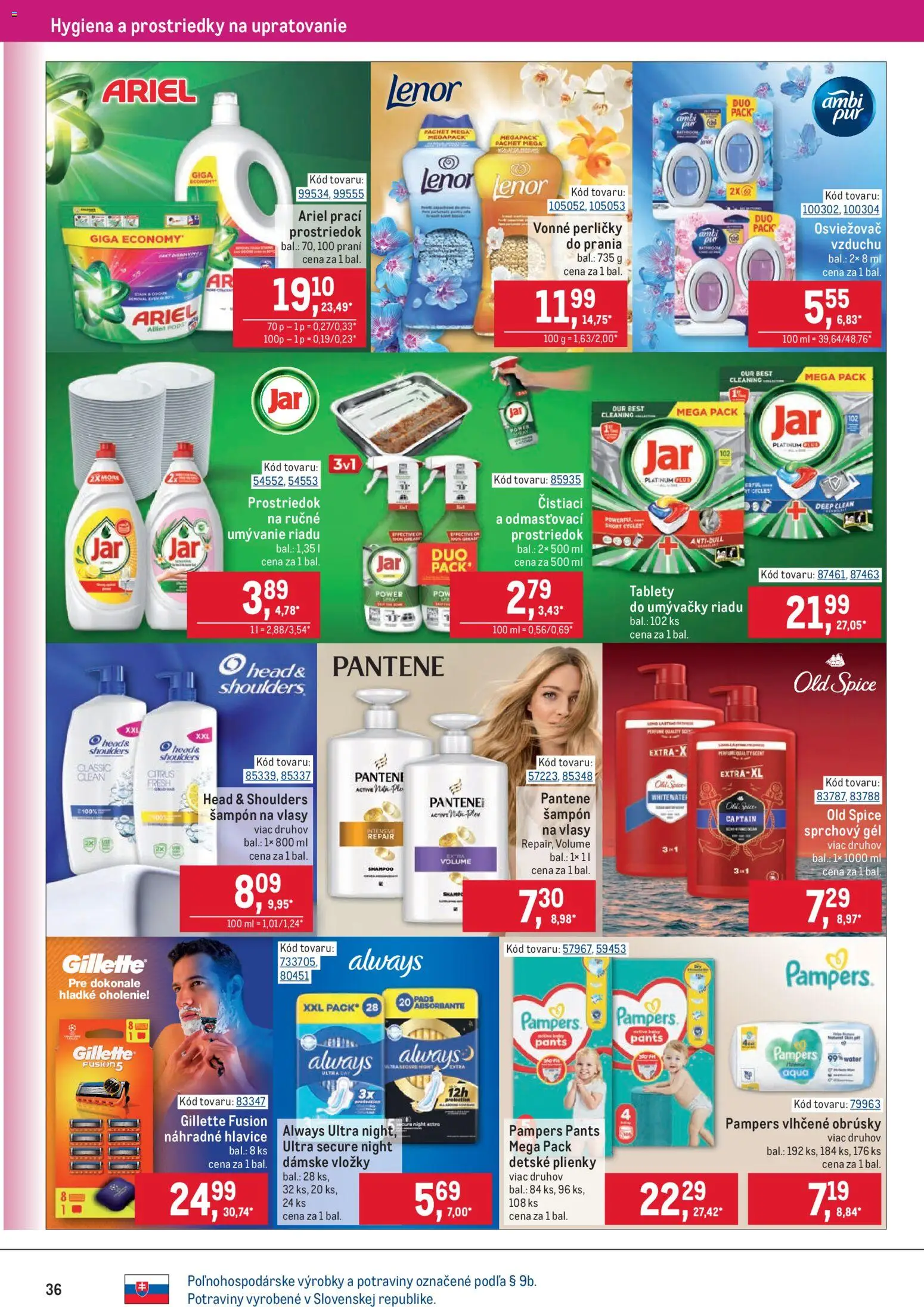 Nové Metro akcie – leták je platný od 11.02.2026 | Strana: 36 | Produkty: Old Spice, Šampón, Sprchový gél, Pampers