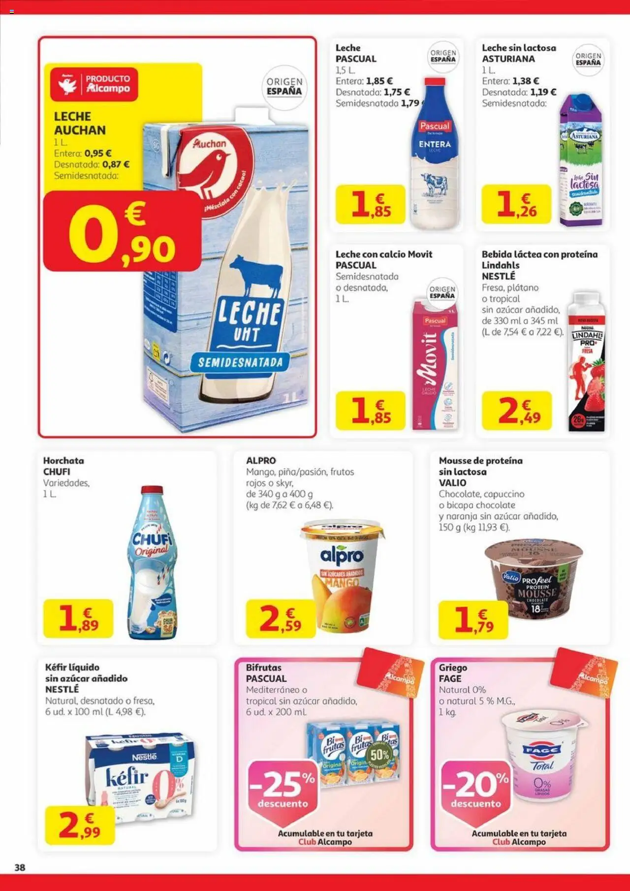 Alcampo - Canarias │ válido desde el 14.08.2025 | Página: 38 | Productos: Leche sin lactosa, Leche, Ρούτερ, Φρυγανιές σικάλεως