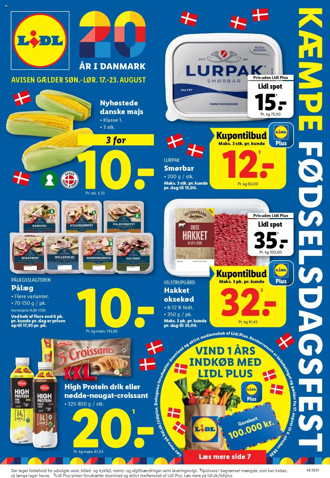 Lidl Tilbudsavis gyldig fra 17.08.2025 | Side: 1 | Produkter: Majs, Rullepølse, Hamburgerryg, Roastbeef