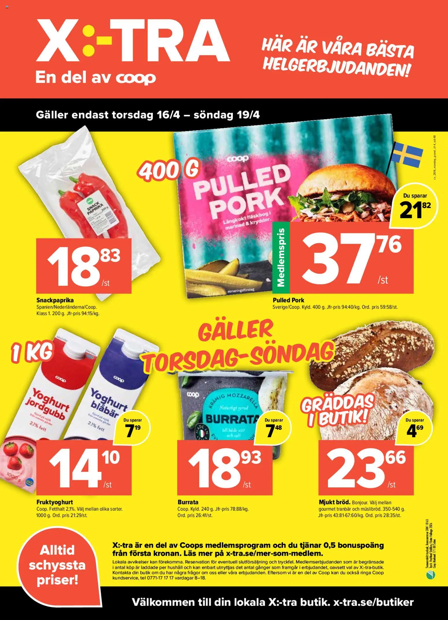 Coop X:-TRA reklamblad aktuell från 13.04.2026 | Sida: 4 | Produkter: Salt, Galler, Yoghurt, Blåbär