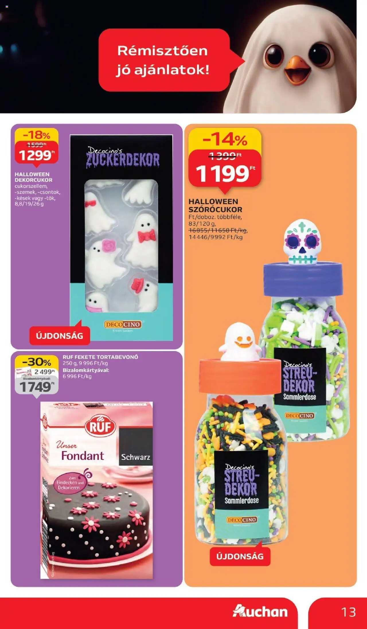 Auchan akciós ujság - amely érvényes a következő dátumtól: 02.10.2025 | Oldal: 13 | Termékek: Tortabevonó