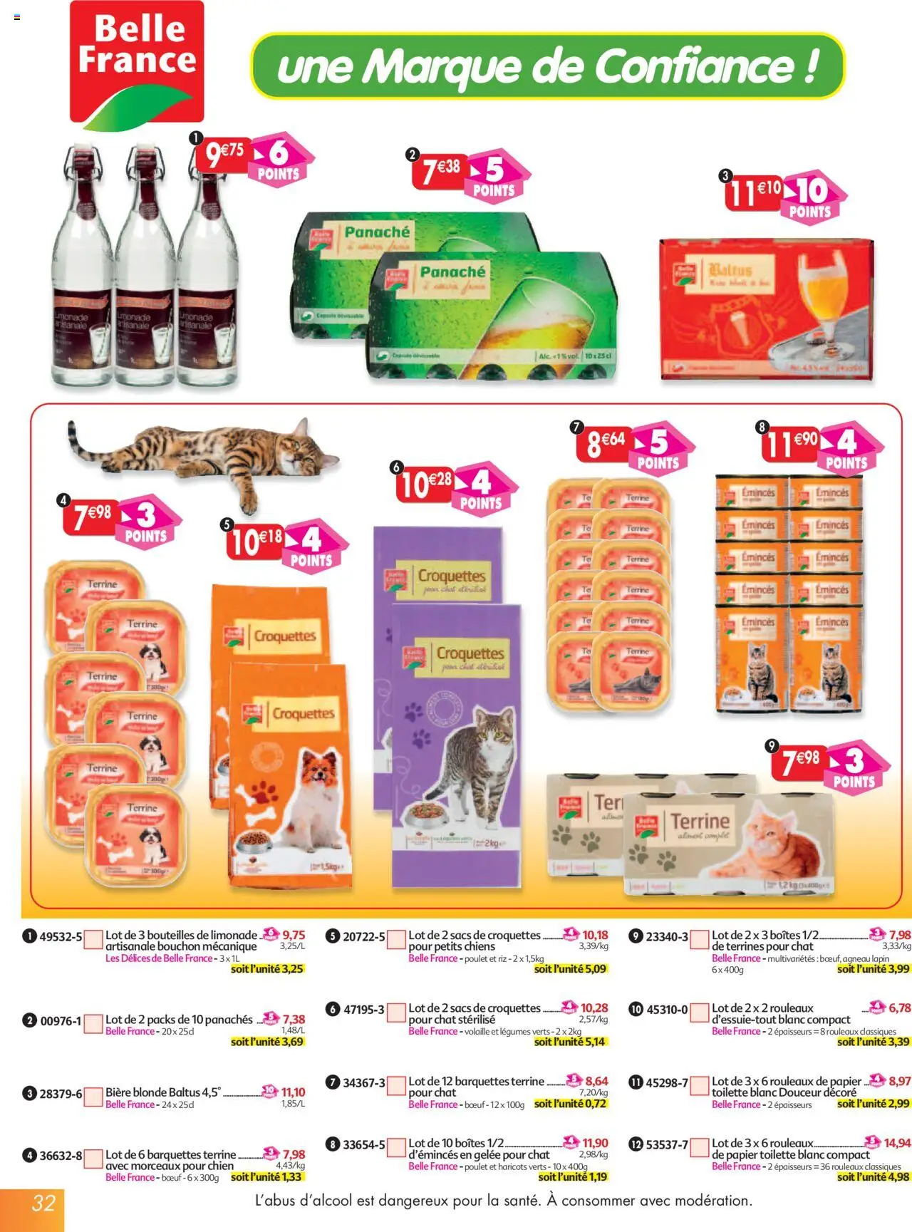  | Page: 32 | Produits: Papier toilette, Agneau, Haricots verts, Croquettes pour chat