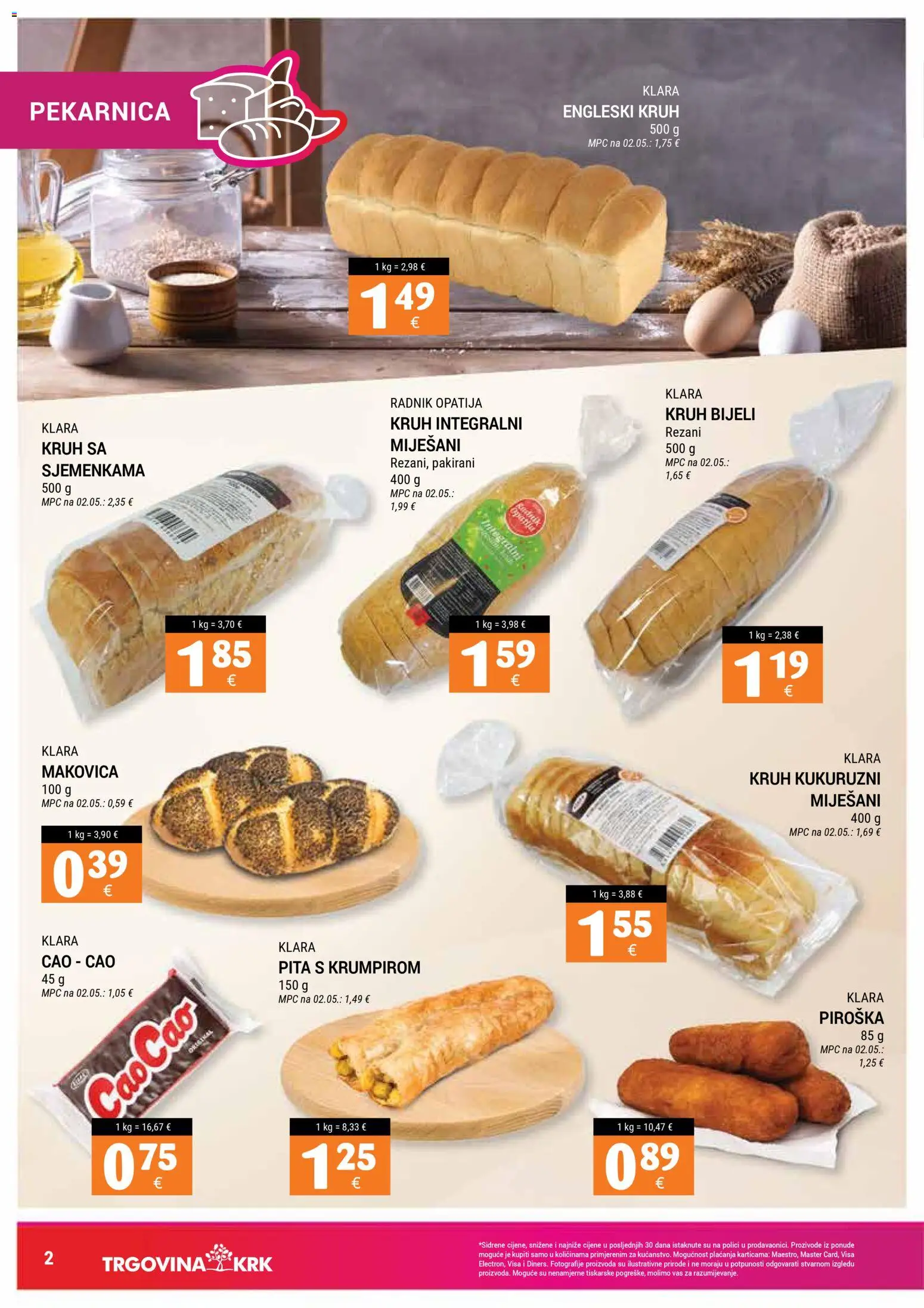 Trgovina Krk katalog | vrijedi od 02.03.2026 | Stranica: 2 | Proizvodi: Kruh, Pita, Piroška