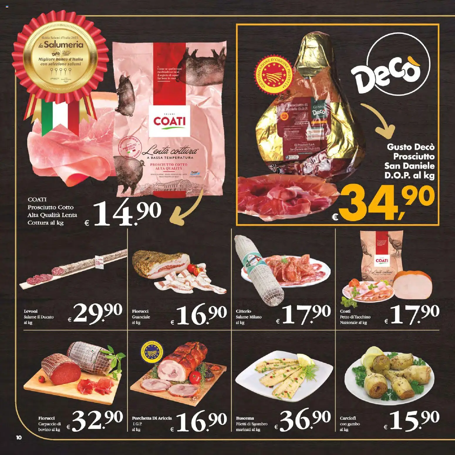 Volantino Decò del 24.10.2025 | Pagina: 10 | Prodotti: Porchetta, Prosciutto Cotto, Salame, Sgombro