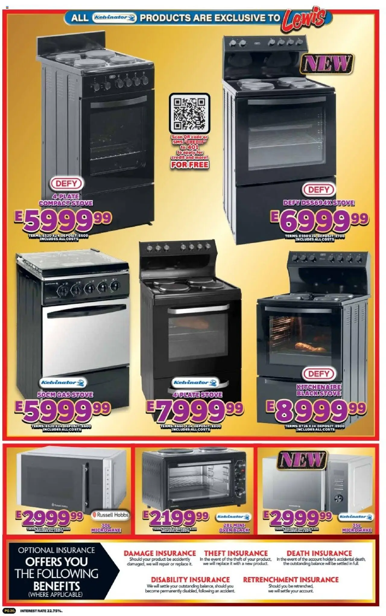 New Lewis Stores catalogue – valid from 01.10.2025 | Page: 20 | Products: Stove, Plate, Microwave, Gas stove