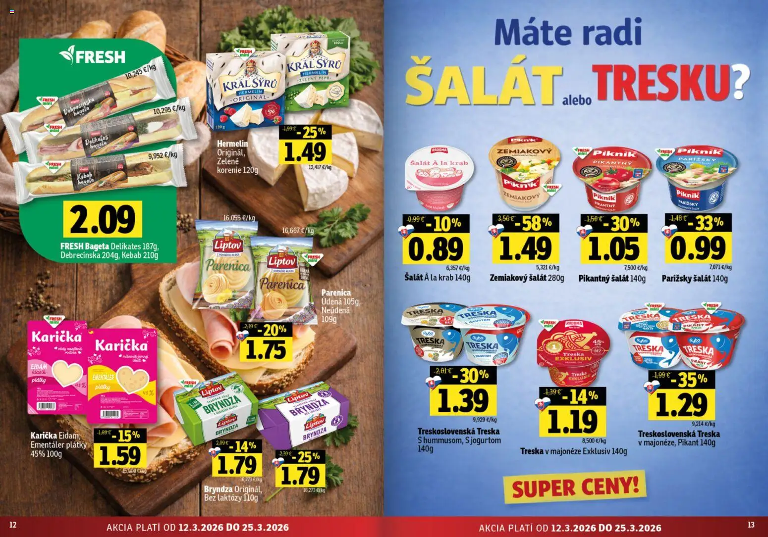 Nové Fresh akcie – leták je platný od 12.03.2026 | Strana: 7 | Produkty: Eidam, Bryndza, Šalát, Korenie