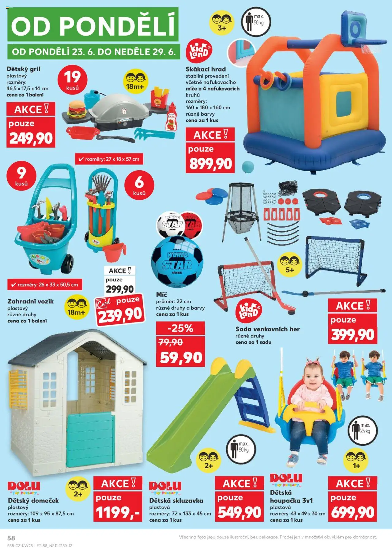 Kaufland leták od 18.06.2025 | Strana: 58 | Produkty: Skluzavka, Dětský domeček, Skákací hrad, Barvy