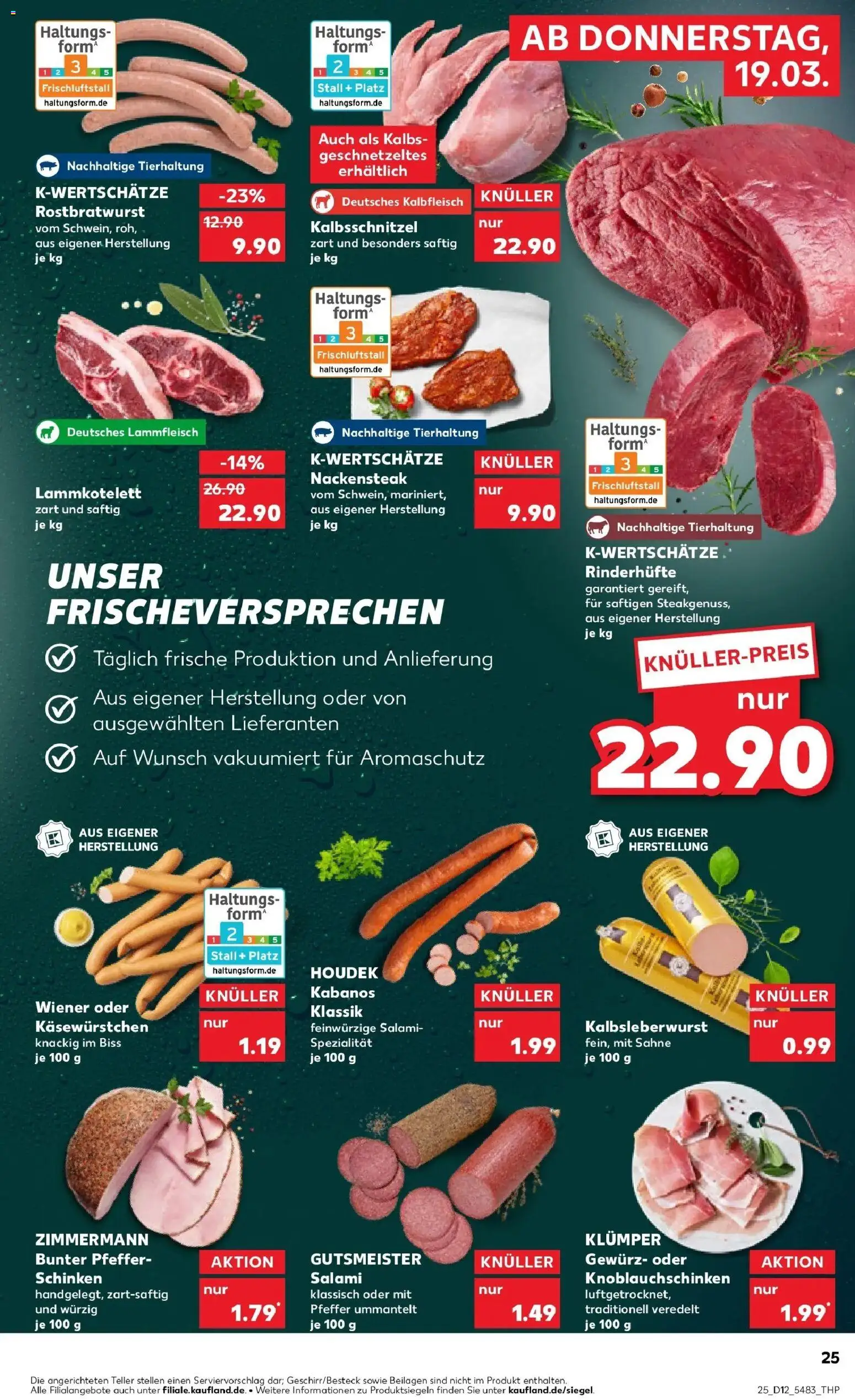 Kaufland Prospekt Ingelheim Am Rhein	 – gültig ab 19.03.2026 | Seite: 25 | Produkte: Salami, Schinken, Steak, Sahne