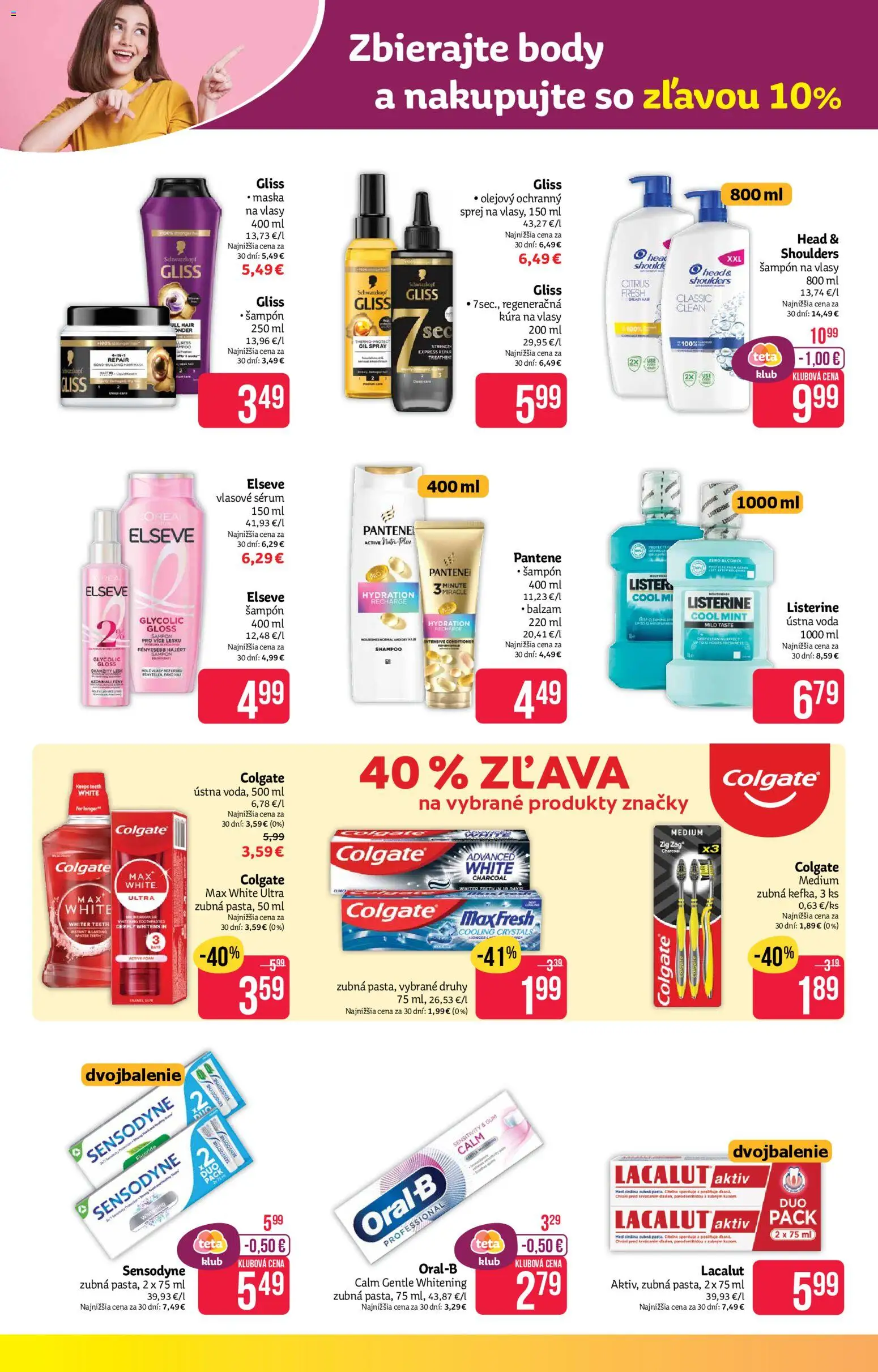 Nové Teta drogerie akcie – leták je platný od 10.11.2025 | Strana: 8 | Produkty: Zubná kefka, Šampón, Voda