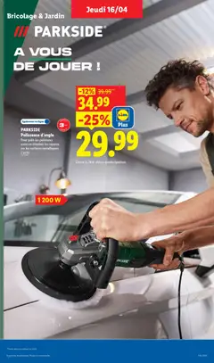 LIDL - Prévisualisation de PARKSIDE Polisseuse d'angle, Pour polir les peintures usées et éliminer les rayures sur les surfaces métalliques. L'unité valide à partir de 16.04.2026 | Page: 29