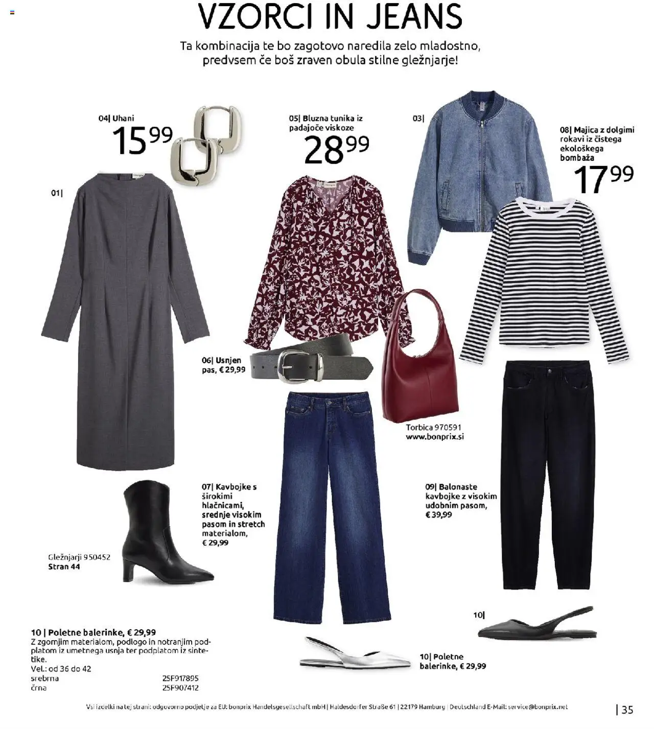 Bonprix katalog │ velja od 01.09.2025 | Stran: 35 | Izdelki: Tunika, Uhani, Torbica, Kavbojke