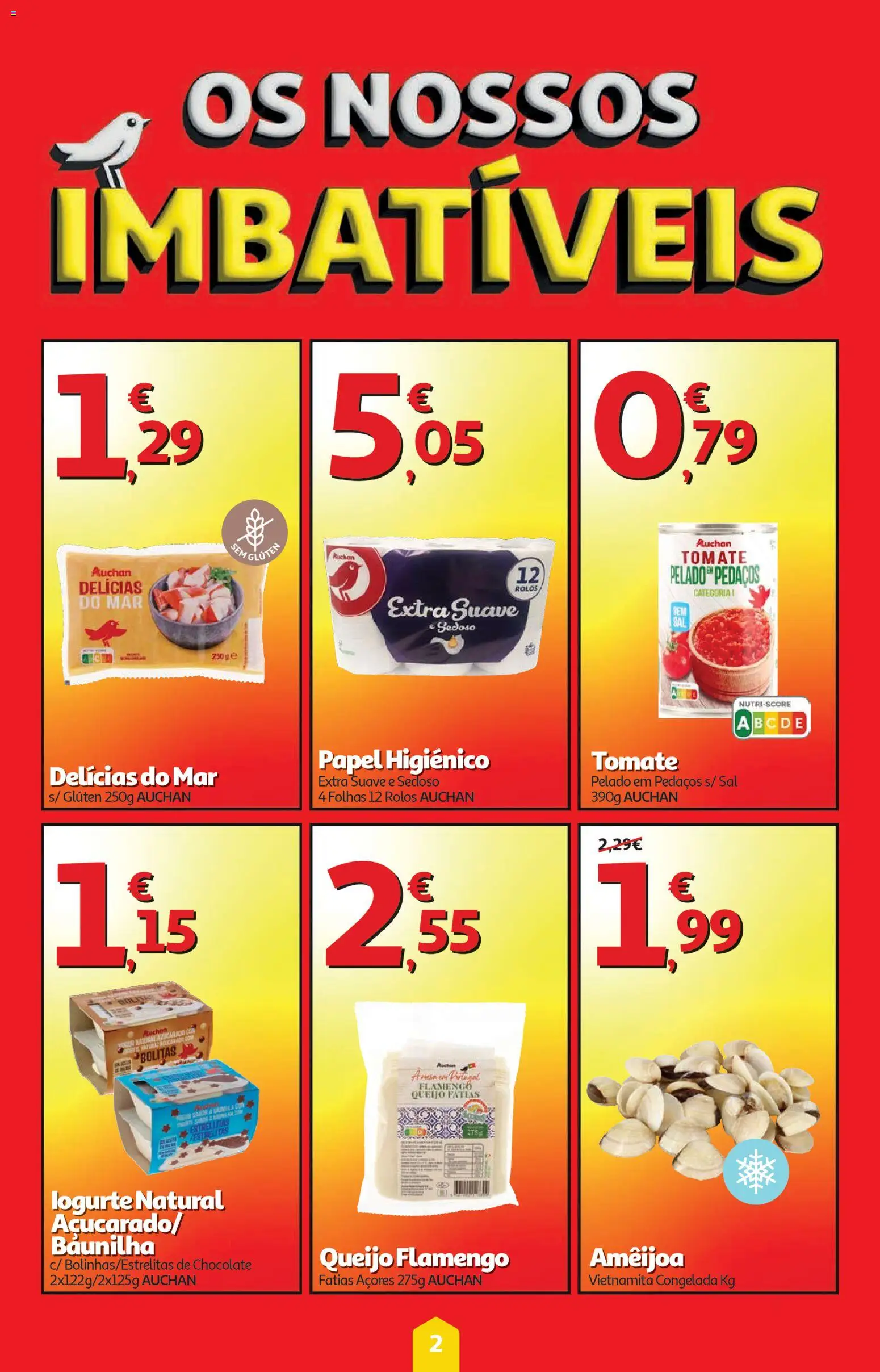 Auchan folheto │ válido de 23.04.2026 | Página: 2 | Produtos: Papel higiénico, Sal, Chocolate, Tomate