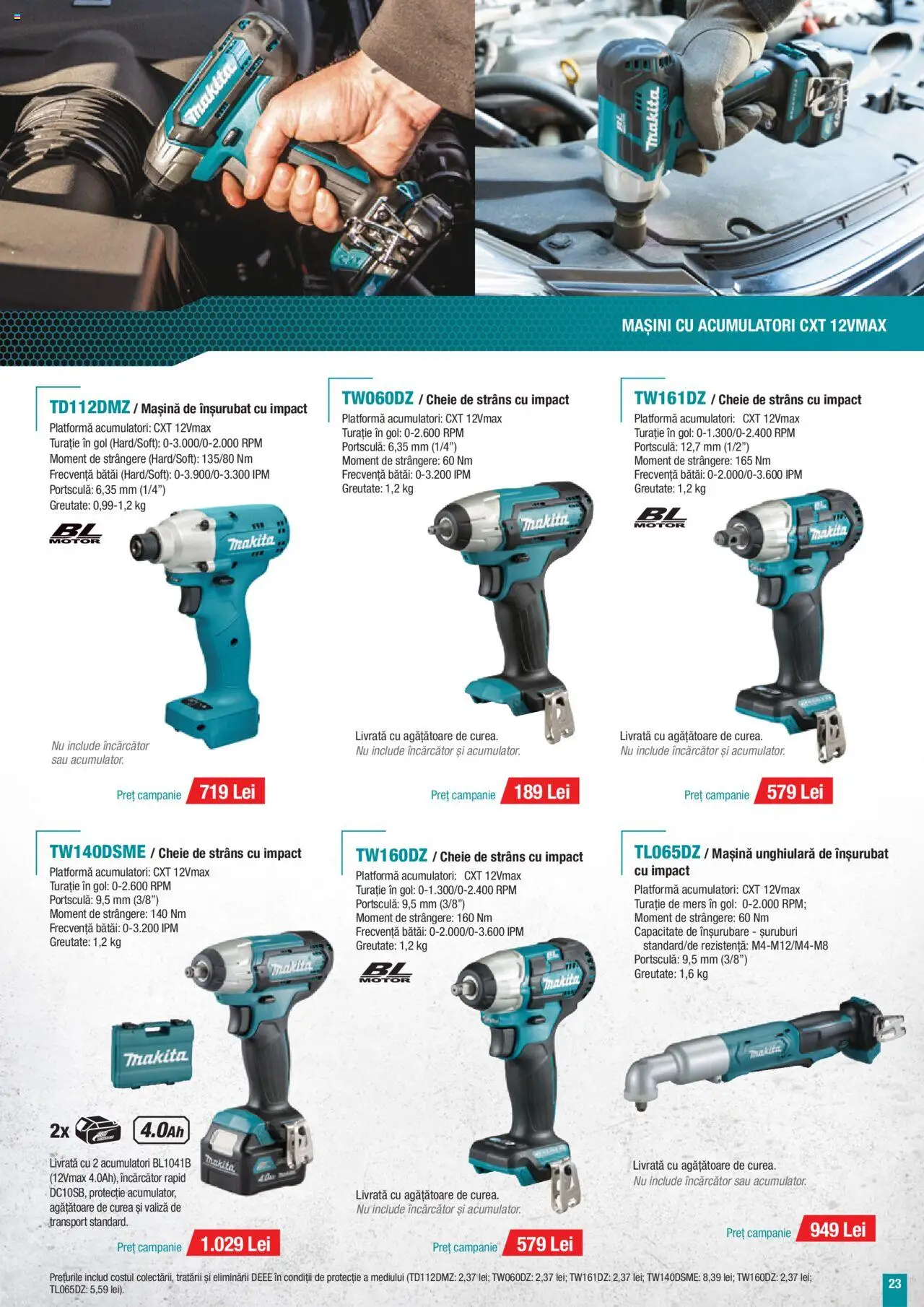 Noul catalog Makita – valabil de la 01.10.2025 | Pagină: 23 | Produse: Valiză, Curea, Încărcător, Peluş Köpek Yatağı