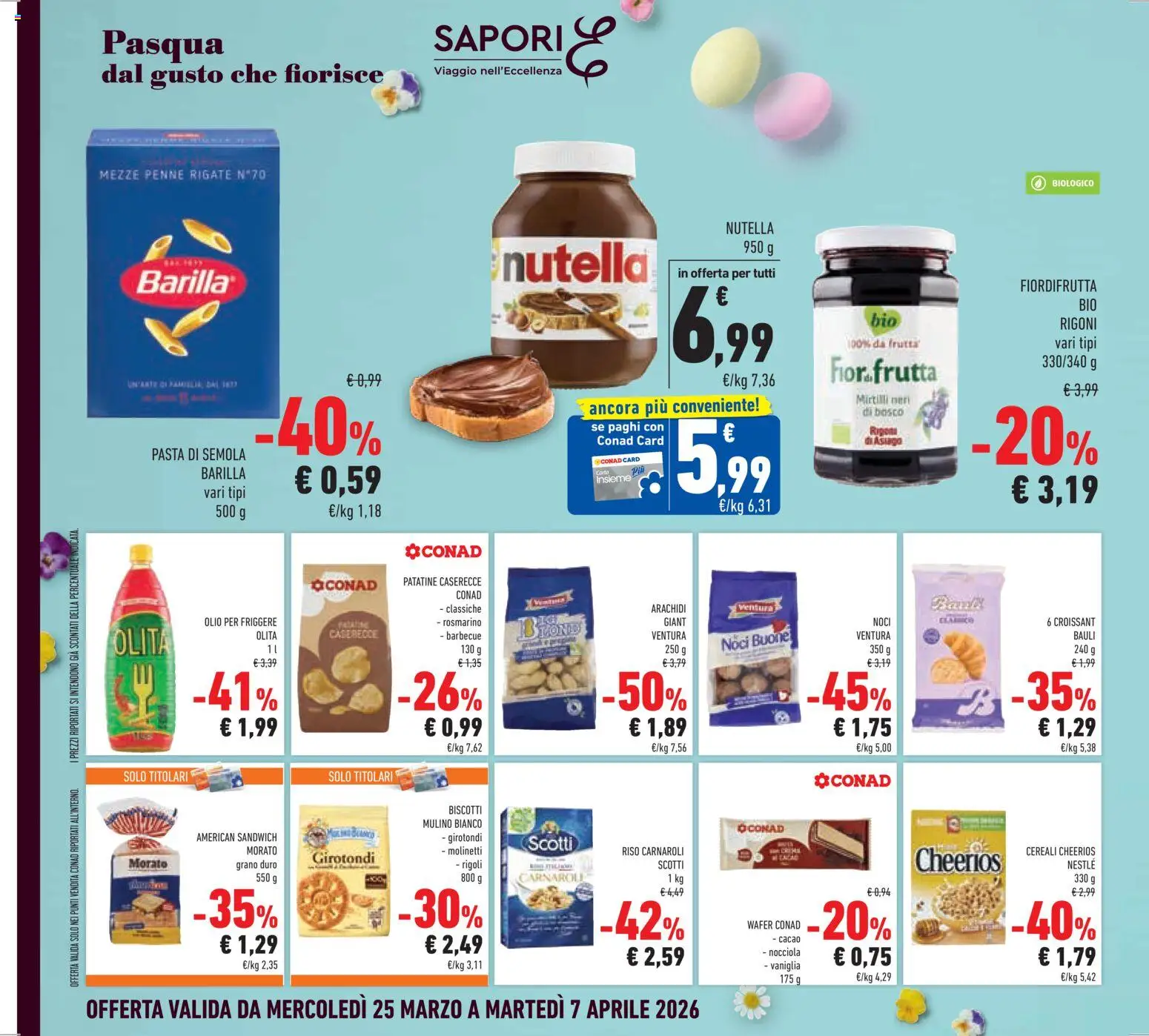 Volantino Conad del 25.03.2026 | Pagina: 26 | Prodotti: Frutta, Nutella, Cacao, Penne