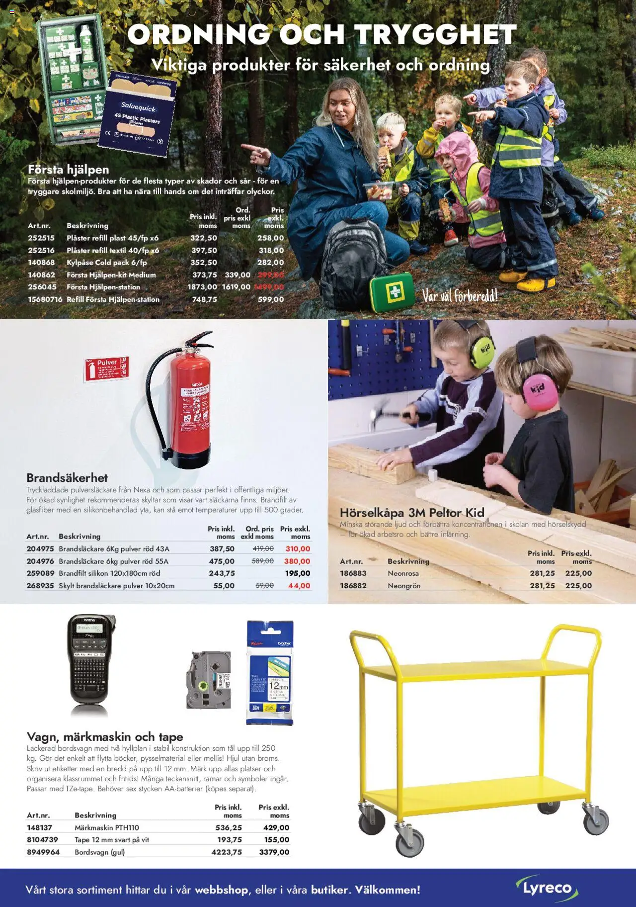 Lyreco reklamblad aktuell från 01.07.2025 | Sida: 19 | Produkter: Skylt, Första hjälpen, Brandsläckare, Plåster