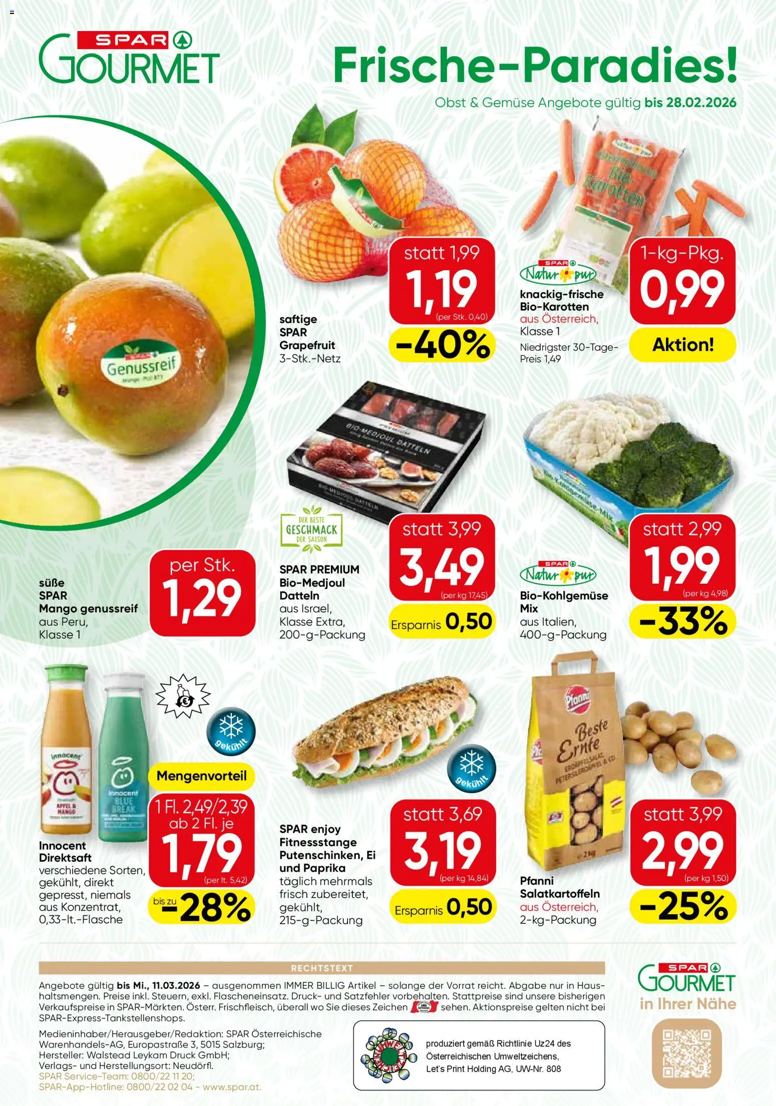 SPAR Gourmet Flugblatt gültig ab 26.02.2026 | Seite: 12 | Produkte: Grapefruit, Gemüse, Obst, Mango