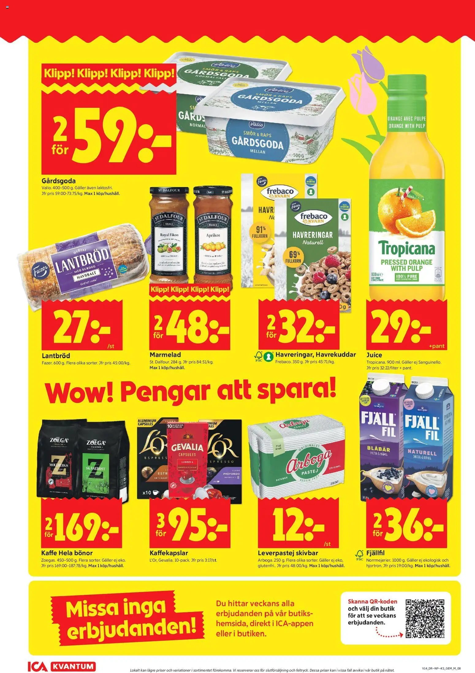 ICA Kvantum reklamblad aktuell från 30.03.2026 | Sida: 10 | Produkter: Smör, Kaffe, Juice, Bönor