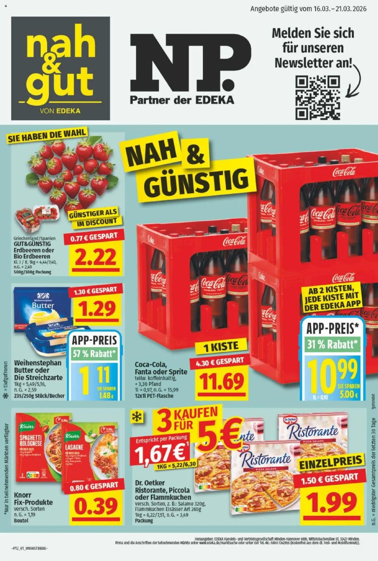 NP Discount Prospekt – gültig ab 16.03.2026 | Seite: 1 | Produkte: Fanta, Weihenstephan butter, Salami, Erdbeeren