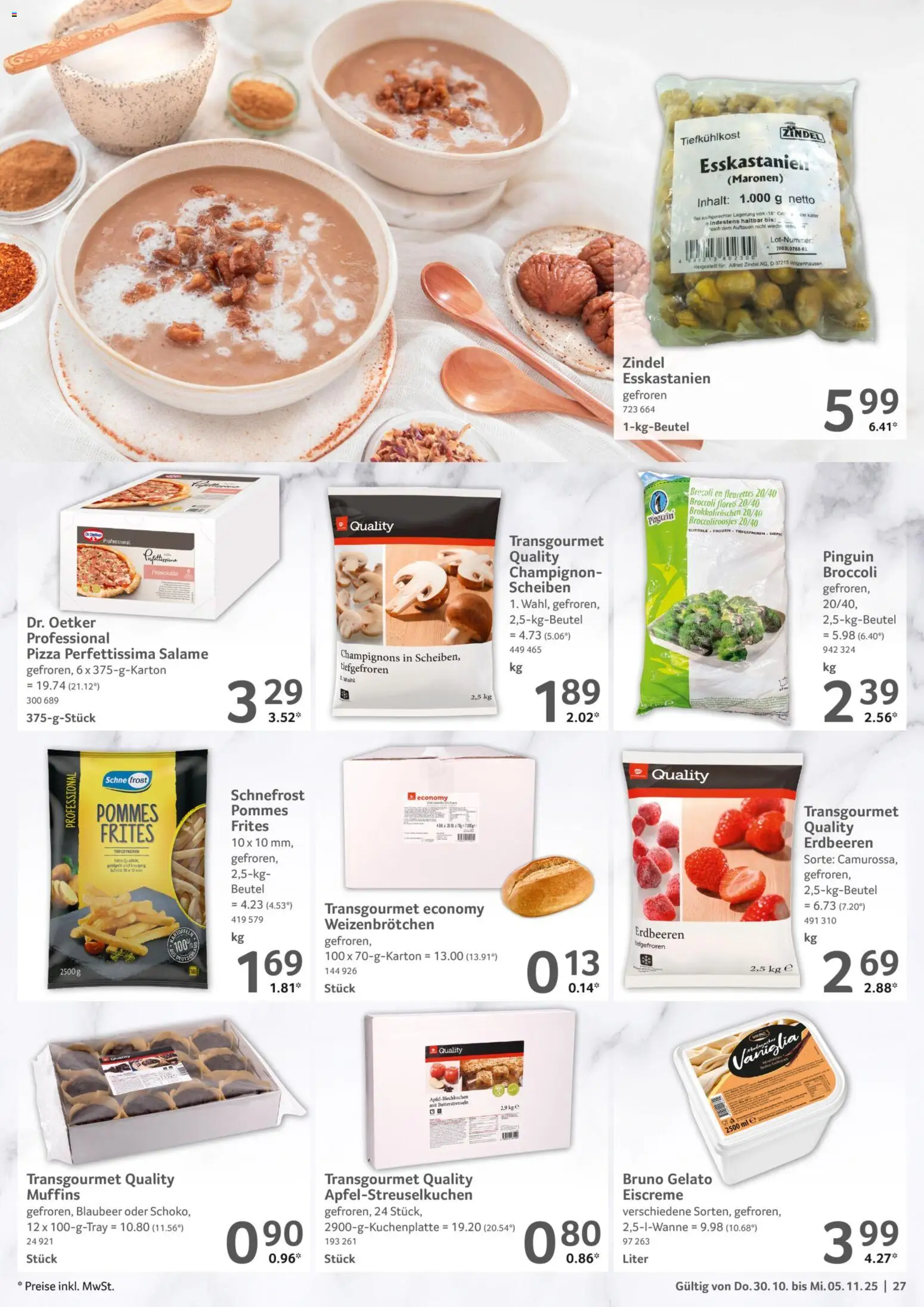 Selgros Prospekt 	 – gültig ab 30.10.2025 | Seite: 27 | Produkte: Pommes, Eiscreme, Champignons, Pizza