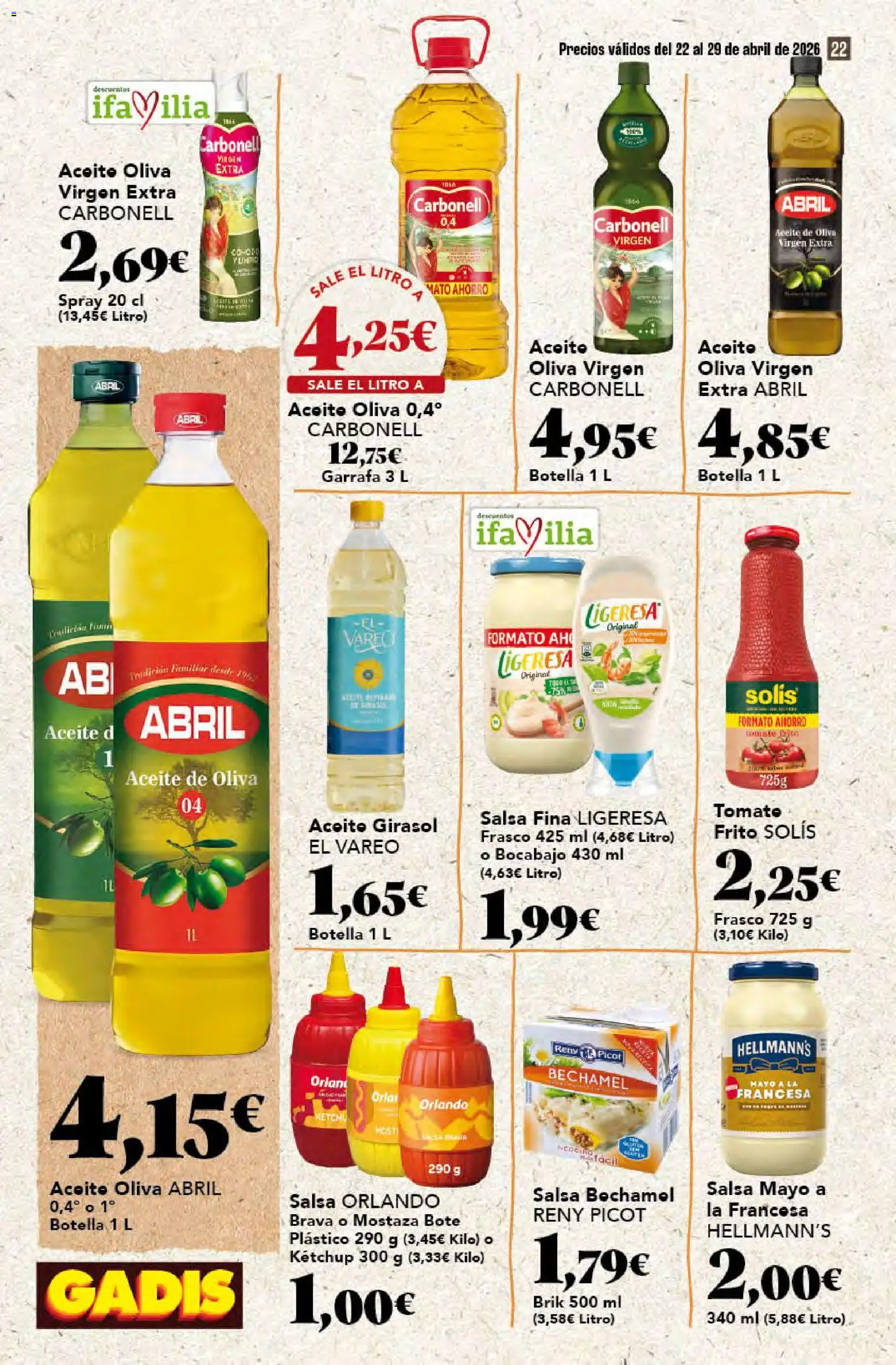 Gadis folleto │ válido desde el 22.04.2026 | Página: 22 | Productos: Aceite, Aceite de oliva, Aceite de oliva virgen extra