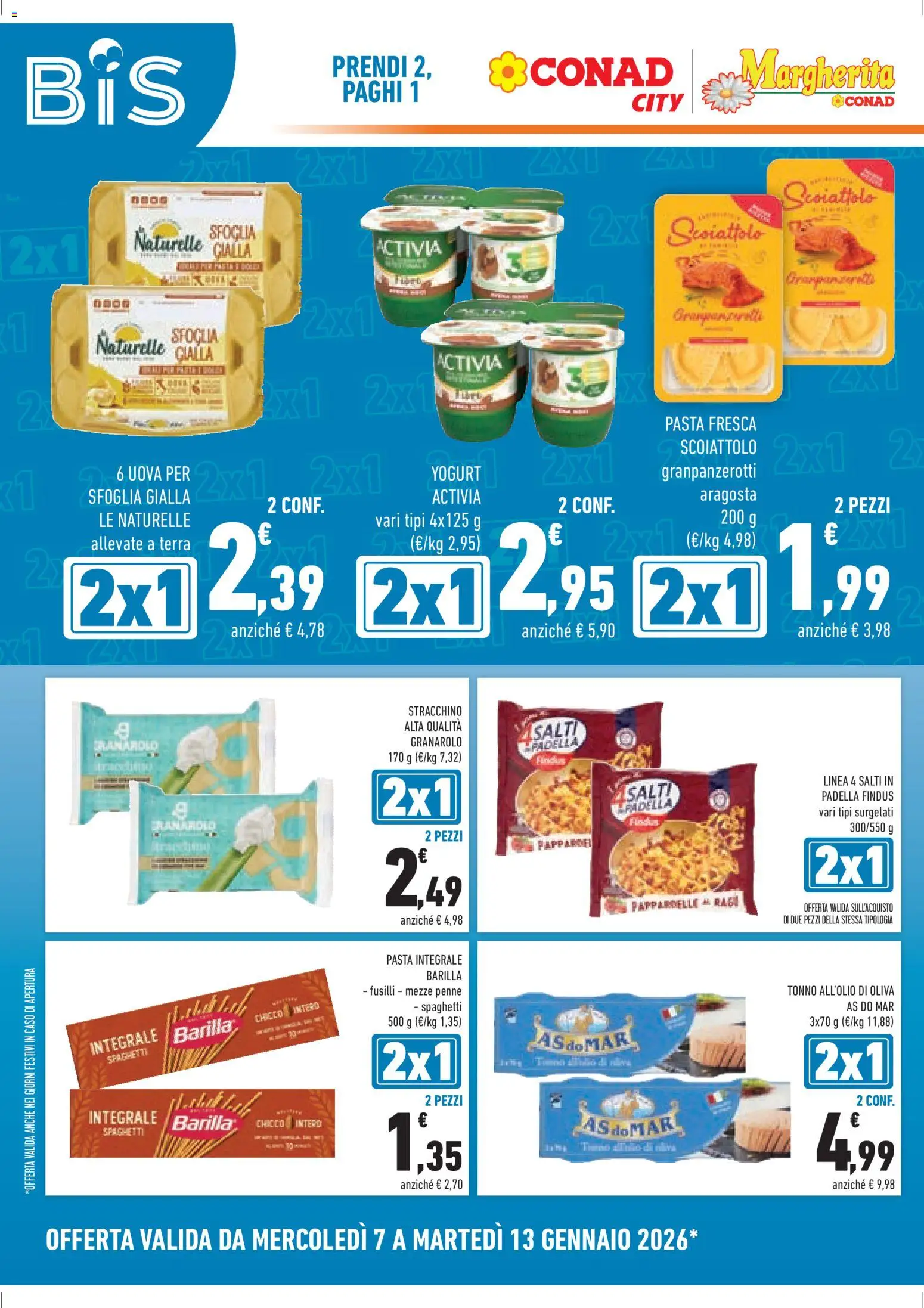 Volantino Conad del 07.01.2026 | Pagina: 2 | Prodotti: Pasta, Tonno, Fusilli, Terra