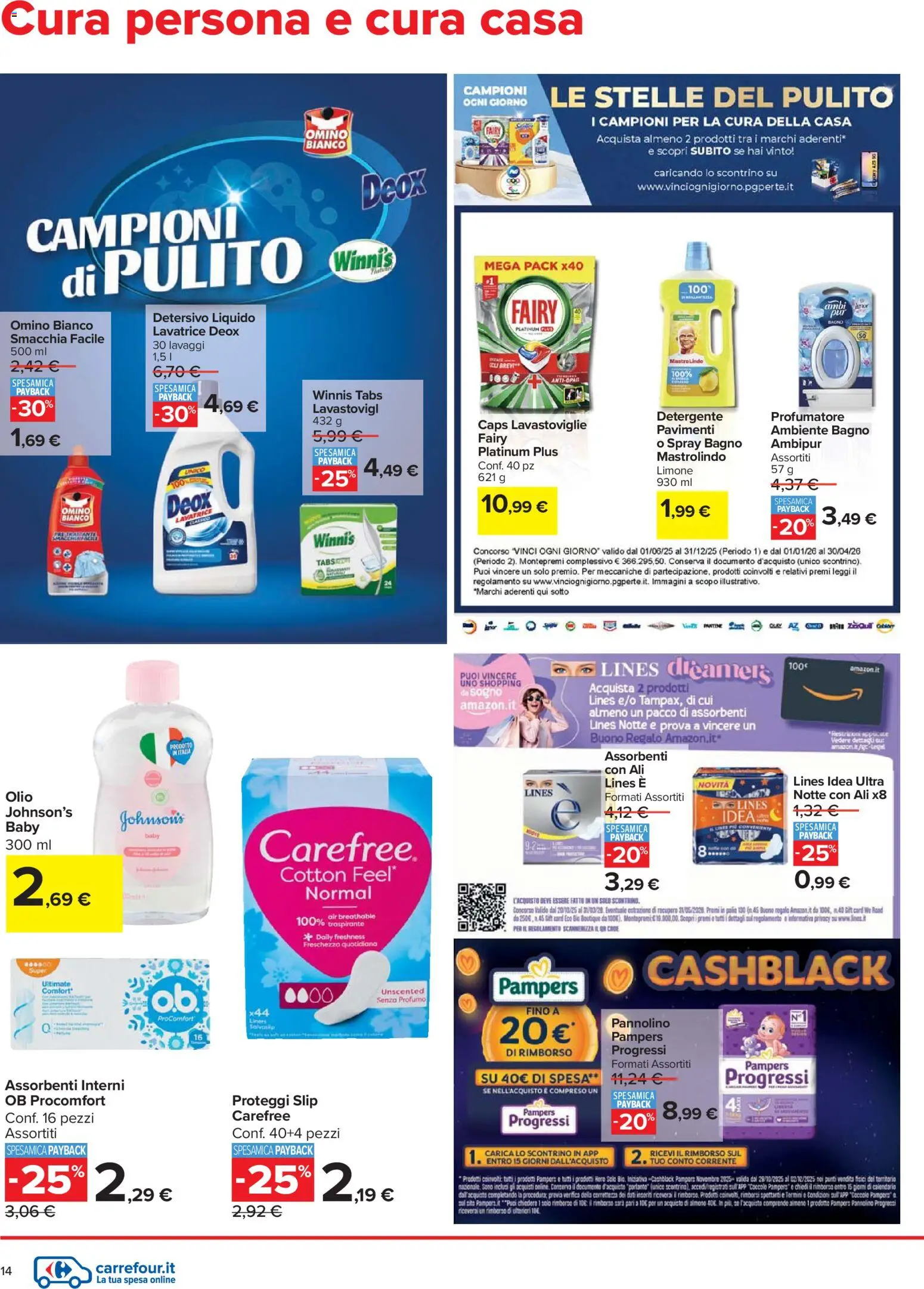 Volantino Carrefour del 27.11.2025 | Pagina: 14 | Prodotti: Proteggi slip, Detergente, Slip, Chiodi