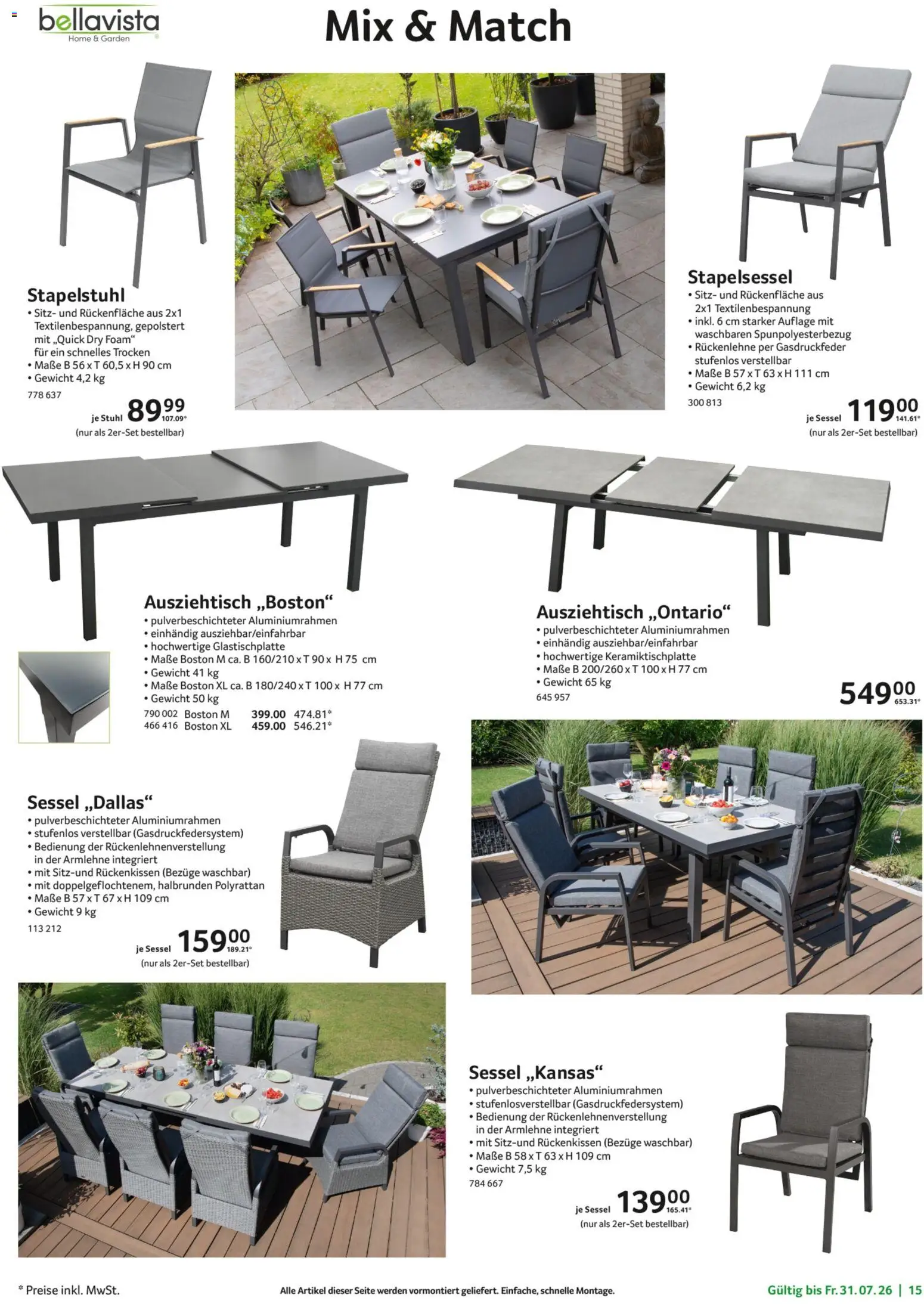 Selgros Garten Exklusiv – gültig ab 19.07.2026 | Seite: 15 | Produkte: Gewicht, Sessel, Stuhl