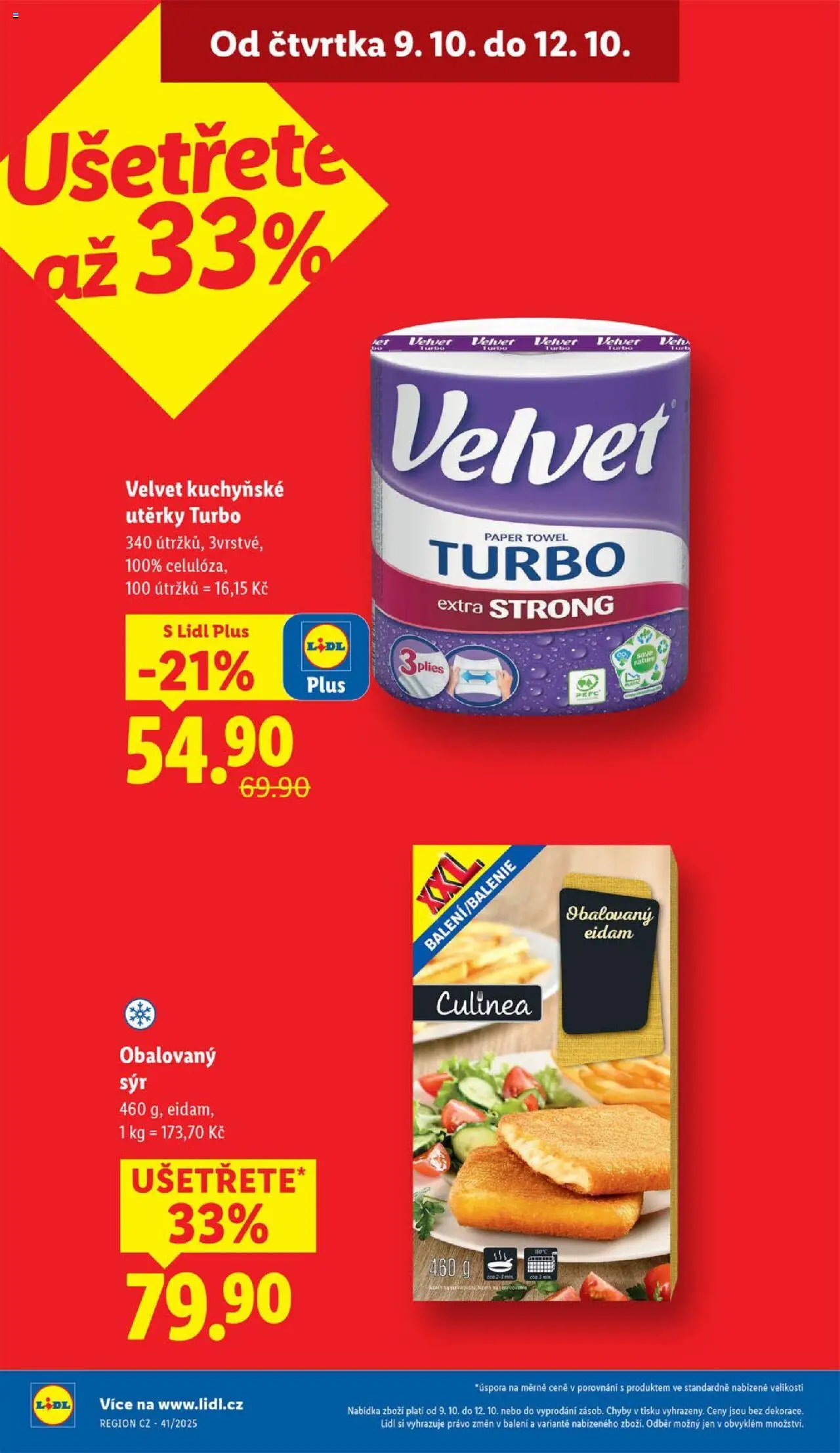 Lidl leták od 09.10.2025 | Strana: 4 | Produkty: Sýr, Kuchyňské utěrky, Eidam, Velvet