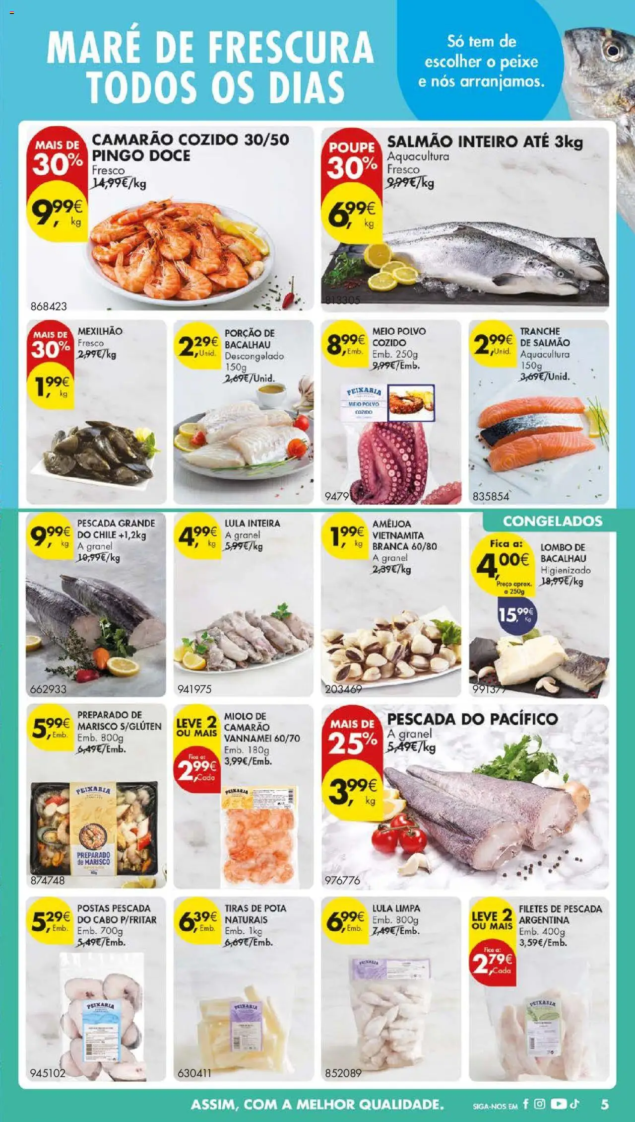 Pingo Doce folheto │ válido de 01.07.2025 | Página: 5 | Produtos: Bacalhau, Pescada, Camarão, Pescada do cabo