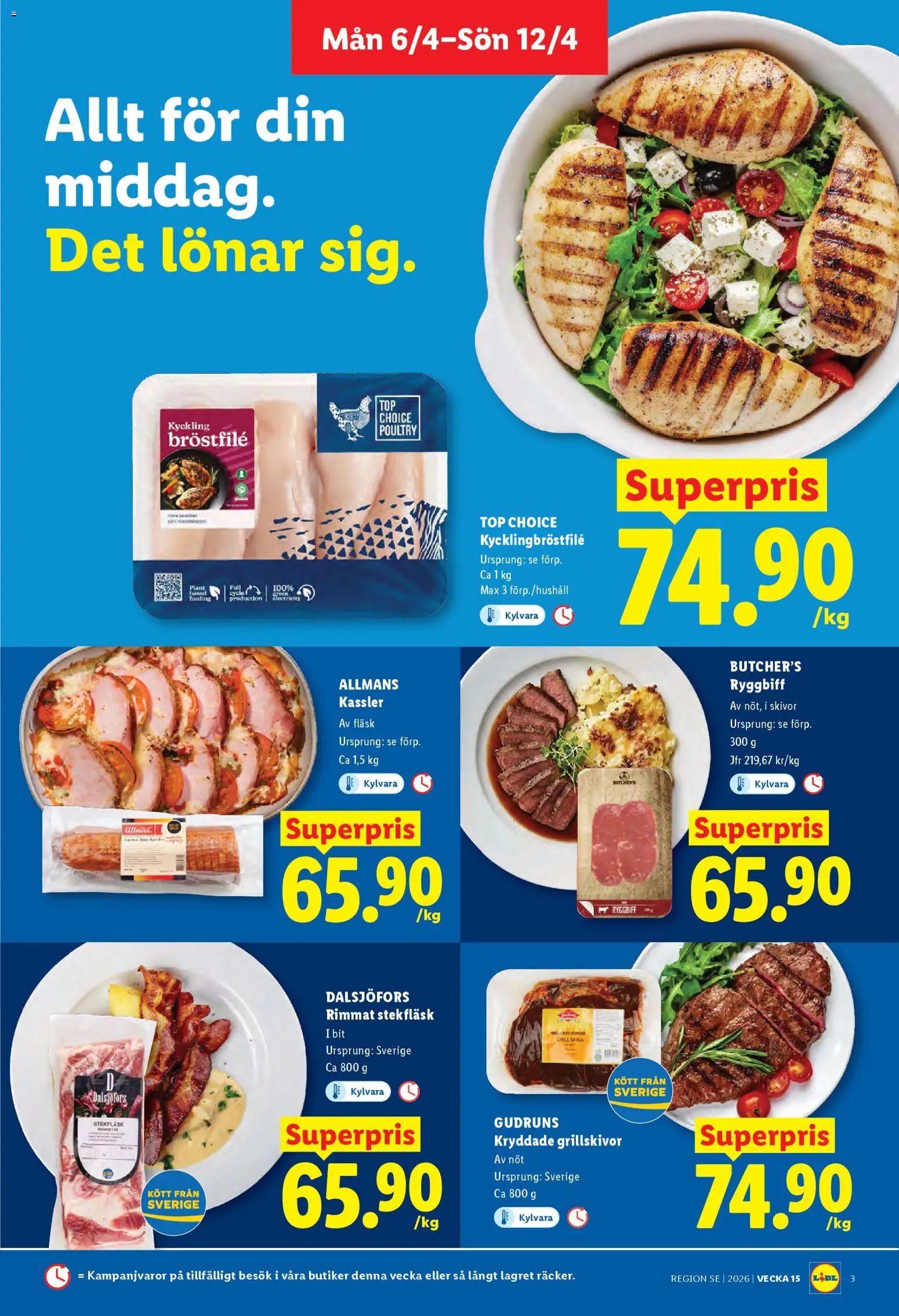 Lidl reklamblad aktuell från 06.04.2026 | Sida: 3 | Produkter: Grill, Kassler, Fläsk