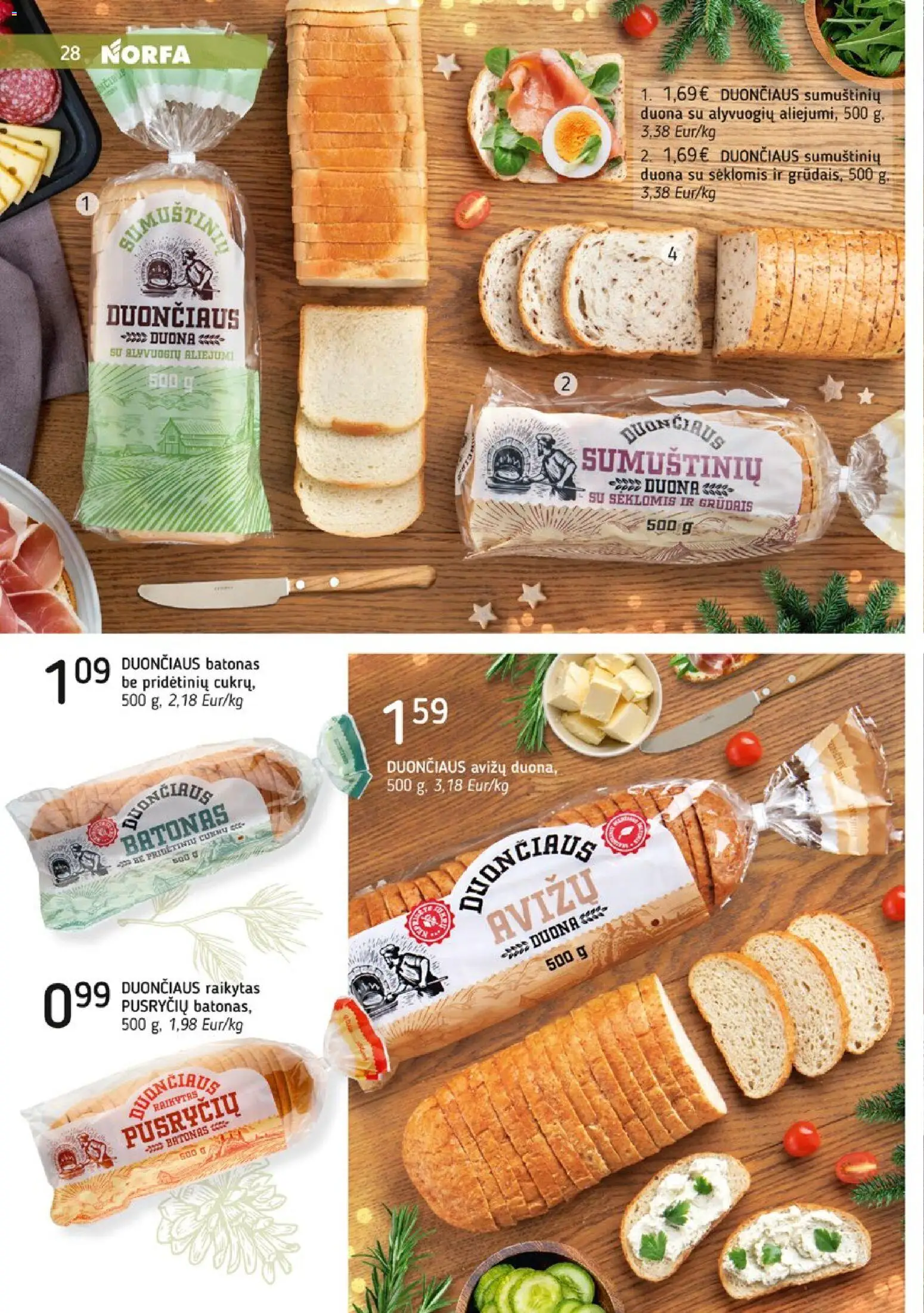 NORFA akcijos nuo 09.12.2025 | Puslapis: 28 | Prekių: Batonas, Duona