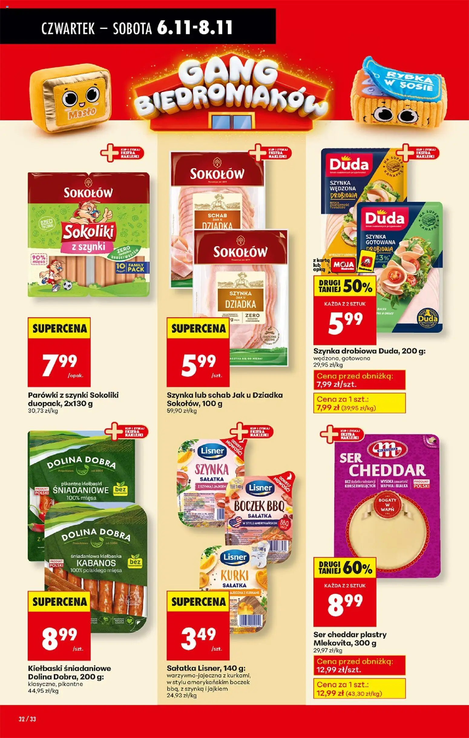 Biedronka gazetka - Oferta w tym tygodniu od 06.11.2025 | Strona: 42 | Produkty: Parówki, Naklejki, Masło, Ser cheddar