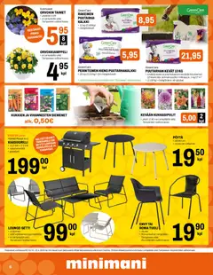 Minimani-mainoslehti voimassa 08.04.2026 alkaen | Sivu: 6 | Tuotteet: Grilli, Kaasugrilli, Siemenet, Tuoli