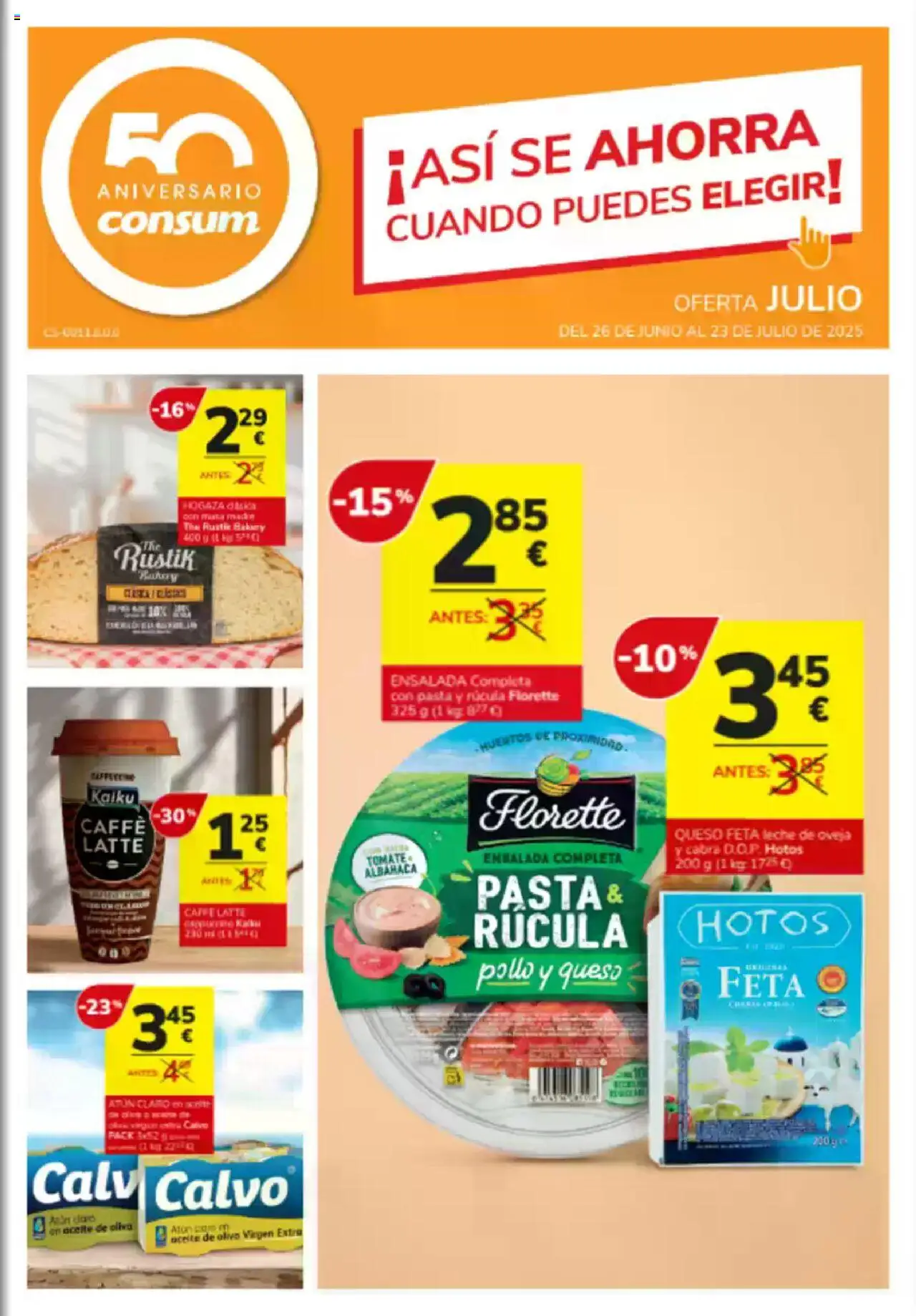 Consum folleto │ válido desde el 26.06.2025 | Página: 1 | Productos: Leche, Pasta, Aceite de oliva, Aceite de oliva virgen extra