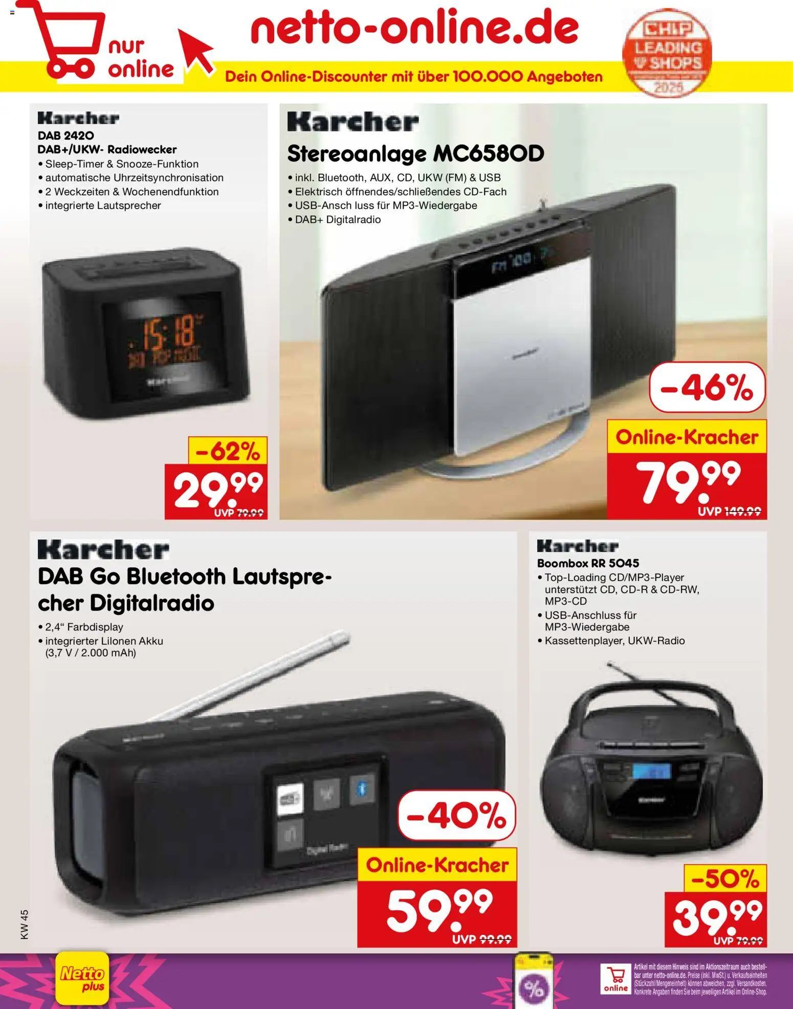 Netto Marken-Discount Prospekt 	 – gültig ab 03.11.2025 | Seite: 58 | Produkte: Lautsprecher, USB, Radiowecker