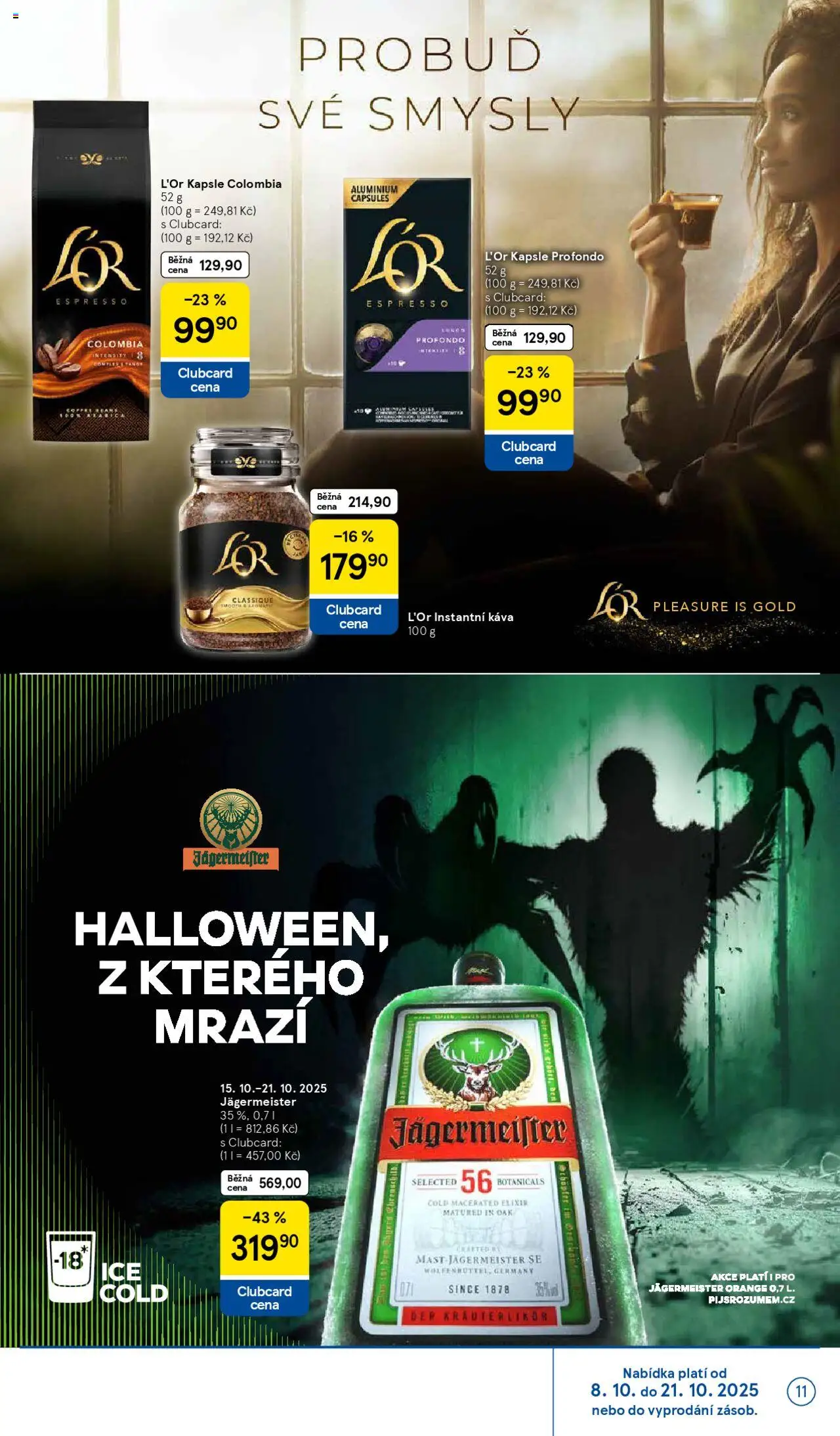 Tesco leták - Hypermarket od 15.10.2025 | Strana: 11 | Produkty: Jägermeister, Kapsle, Instantní káva, L'Or