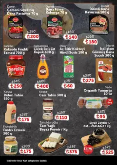 27.01.2026 tarihinden itibaren geçerli olan Onur Market kataloğu önizlemesi | Sayfa: 2 | Ürünler: Fındık, Sosis, Zeytin, Dana füme