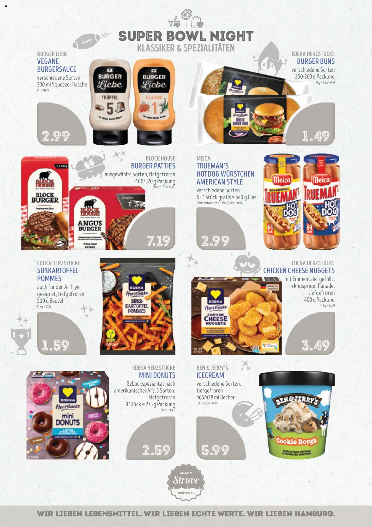 Edeka Struve Prospekt 	 – gültig ab 02.02.2026 | Seite: 10 | Produkte: Pommes, Burger, Donuts, Ben & Jerry's