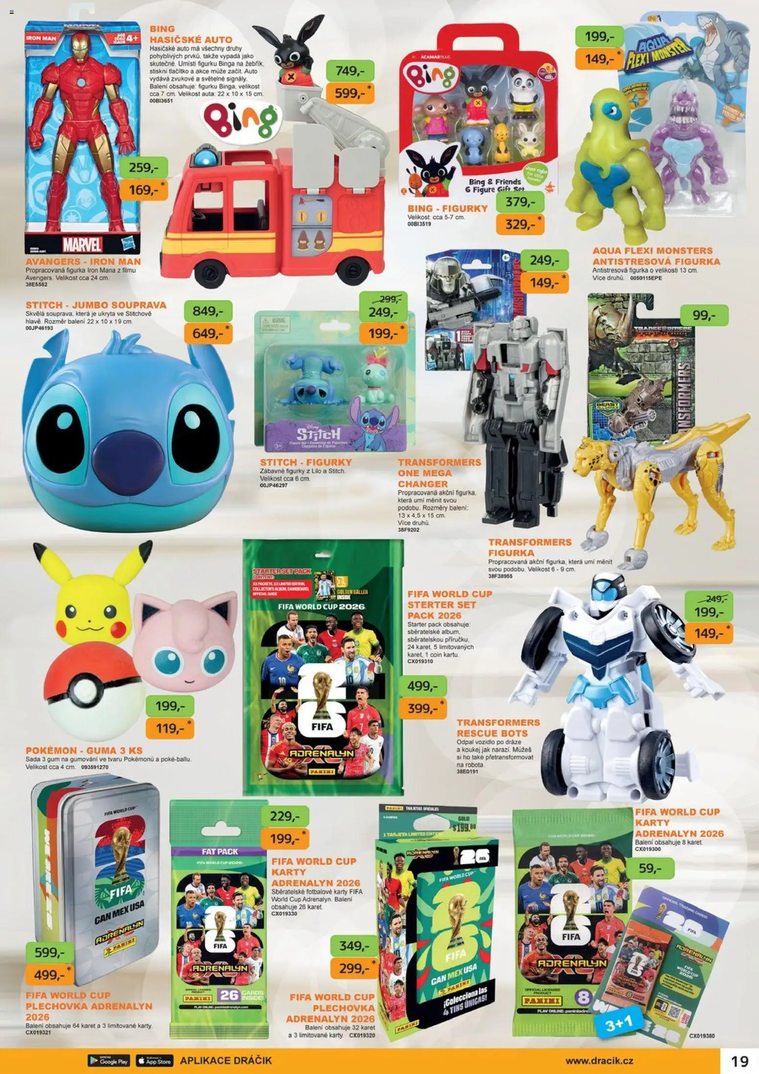 Dráčik leták od 16.04.2026 | Strana: 19 | Produkty: Figurky, Karty, Guma, Stitch