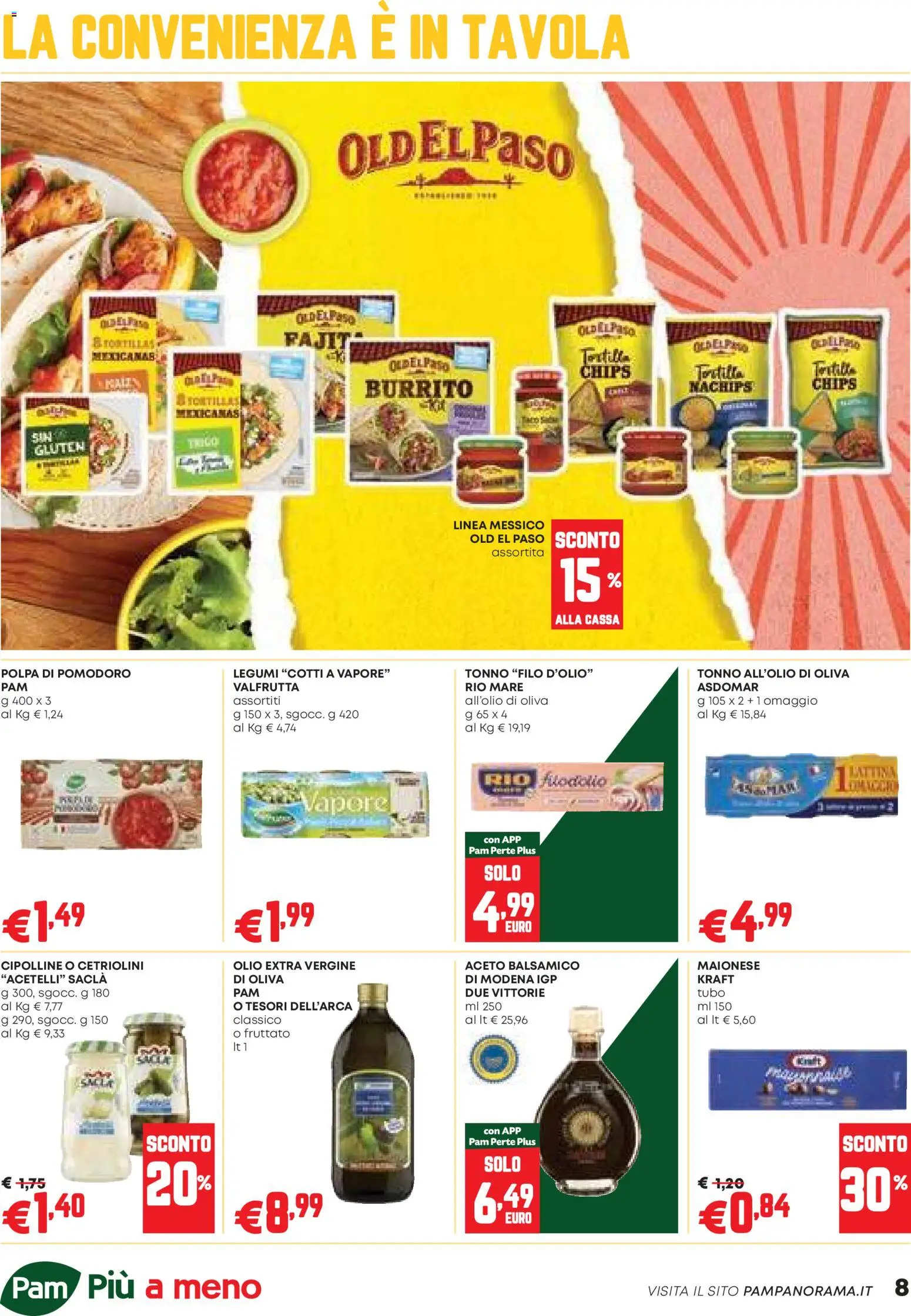 Volantino PAM del 26.02.2026 | Pagina: 8 | Prodotti: Pomodoro, Olio, Cipolline, Cetriolini