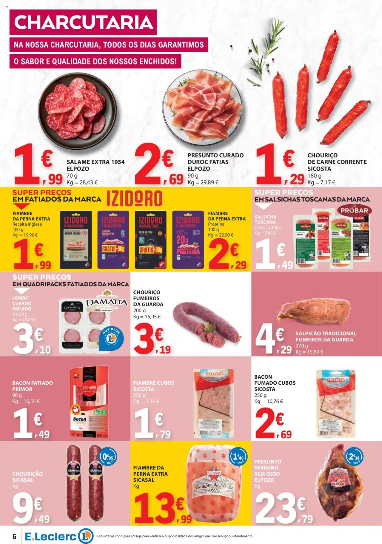 E.Leclerc folheto │ válido de 04.09.2025 | Página: 6 | Produtos: Primer, Salsicha, Presunto, Carne