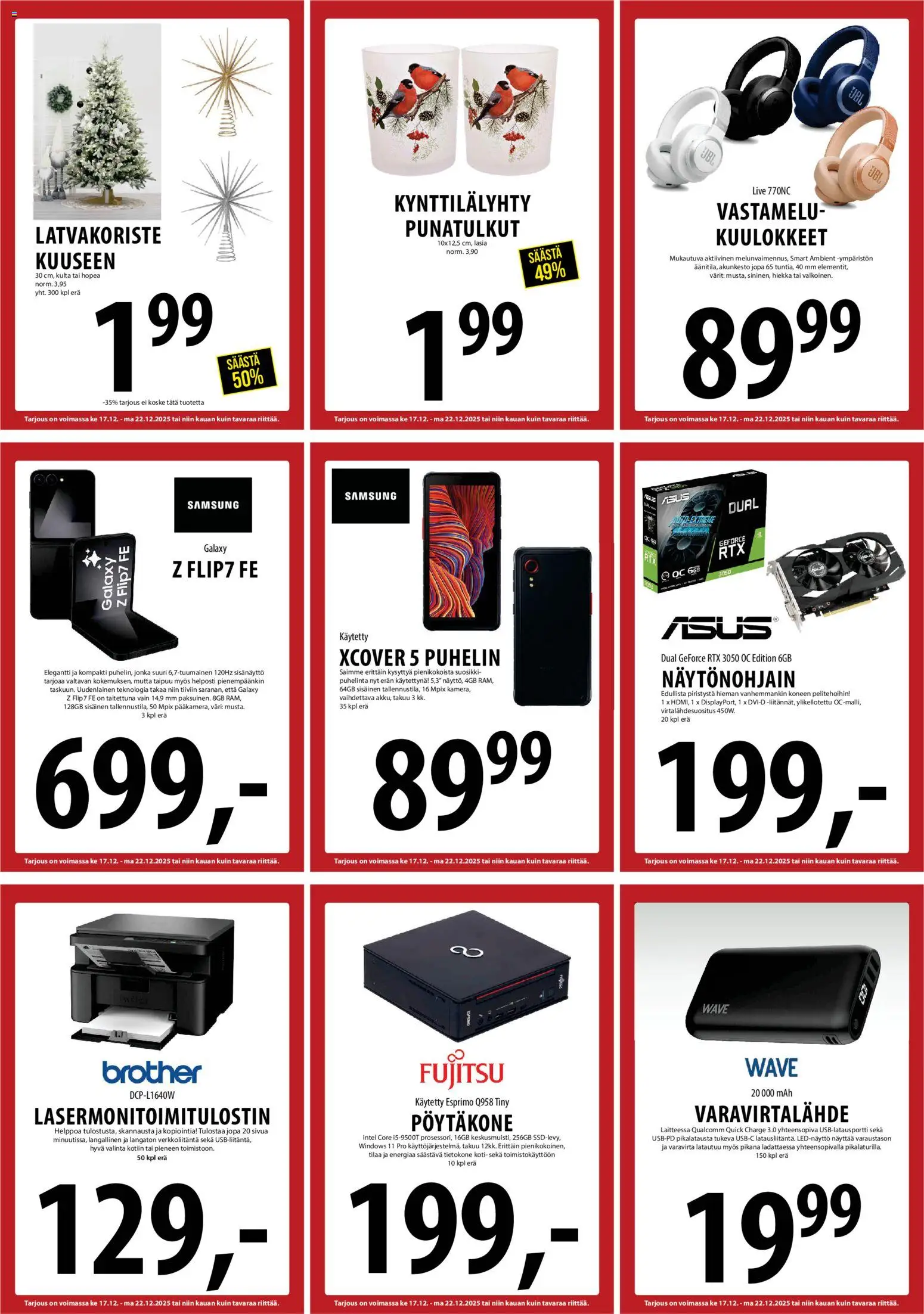 Tuuri tarjoukset – voimassa 17.12.2025 alkaen | Sivu: 19 | Tuotteet: Varavirtalähde, Puhelin, Tietokone, Kuulokkeet