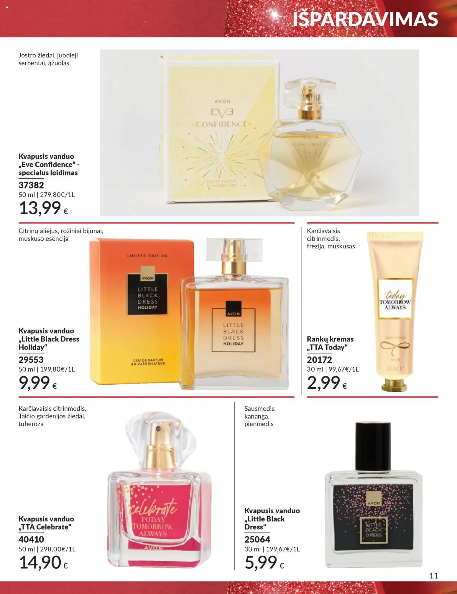 AVON akcijos nuo 01.12.2025 | Puslapis: 11 | Prekių: Kvapusis vanduo, Kremas