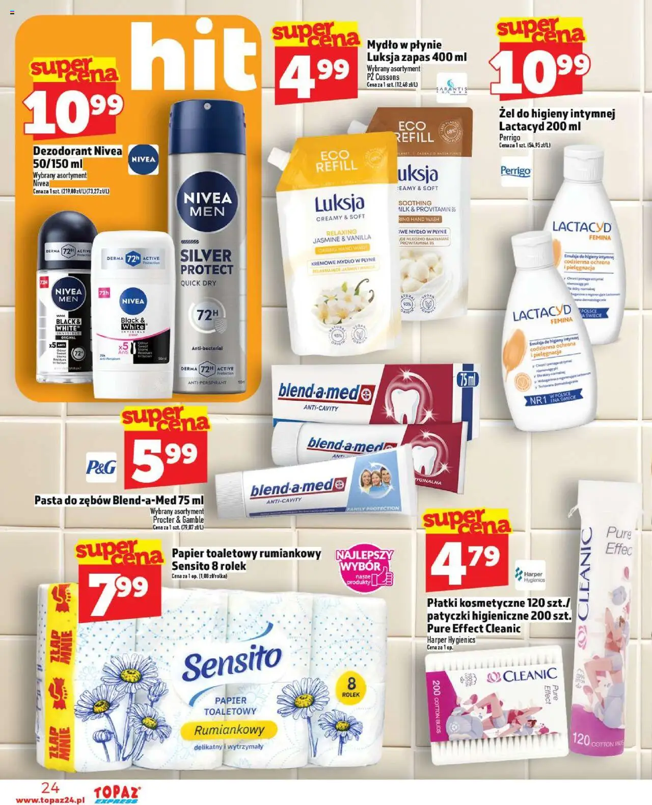 Topaz Gazetka - Express od 02.10.2025 | Strona: 24 | Produkty: Papier toaletowy, Płatki, Mydło, Dezodorant