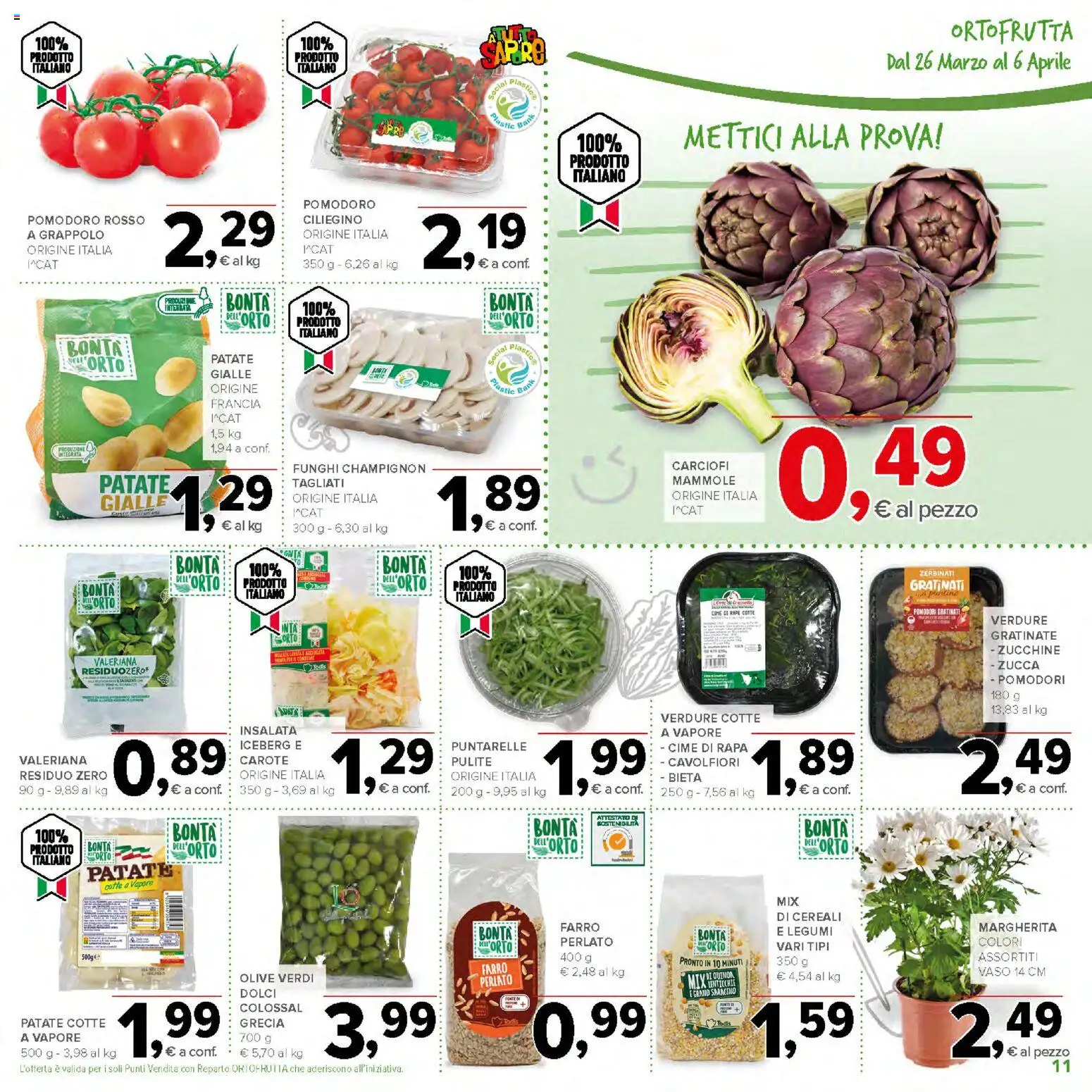 Volantino Todis del 26.03.2026 | Pagina: 11 | Prodotti: Cereali, Lenticchie, Pomodoro, Olive