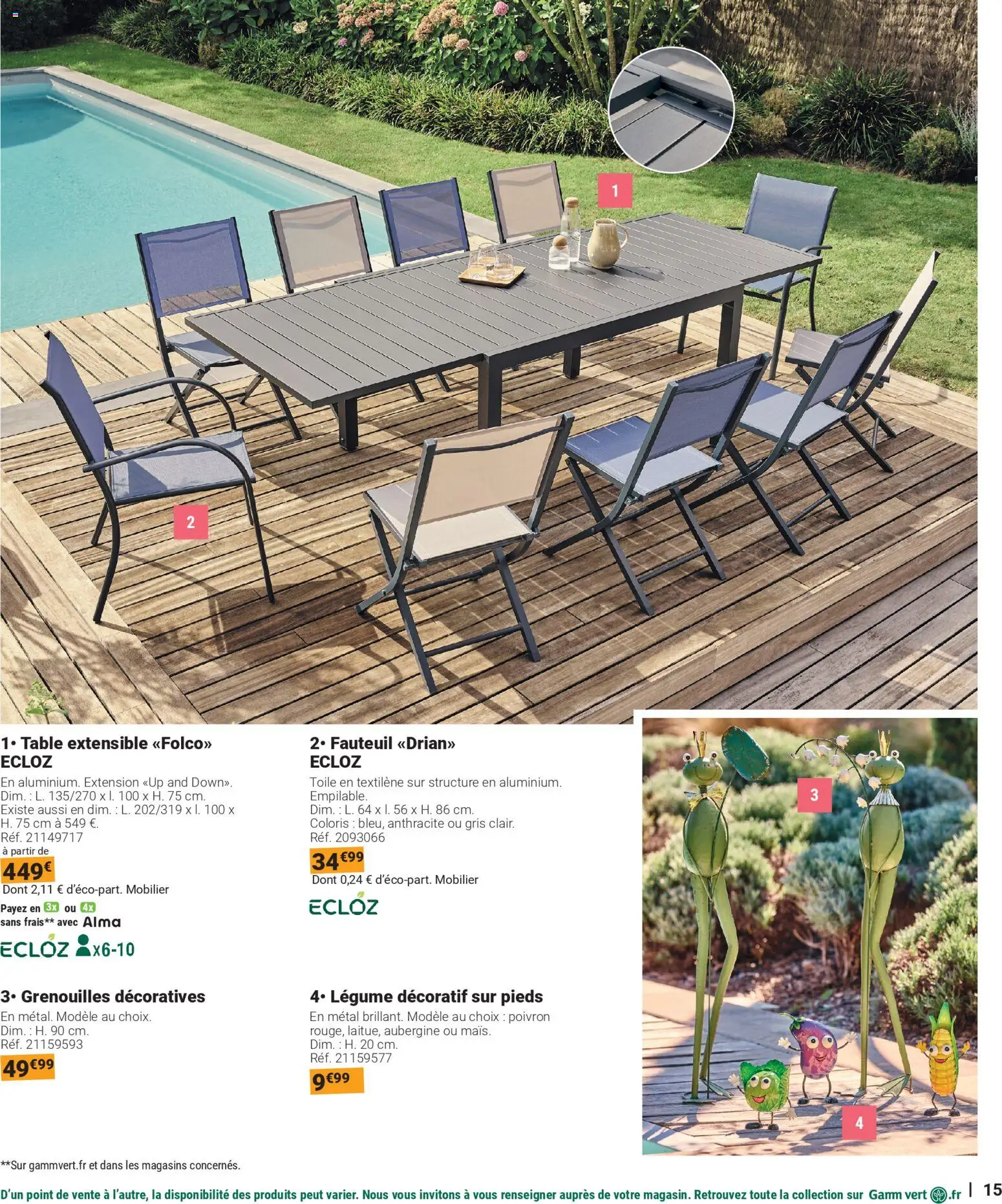 {H1} | Page: 15 | Produits: Table extensible, Poivron, Fauteuil, Table