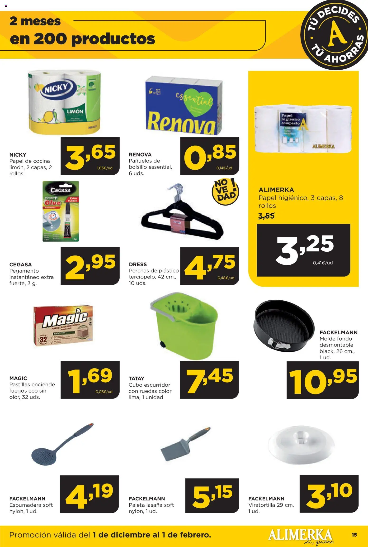 Alimerka folleto │ válido desde el 01.12.2025 | Página: 15 | Productos: Papel higienico, Cocina, Lasaña