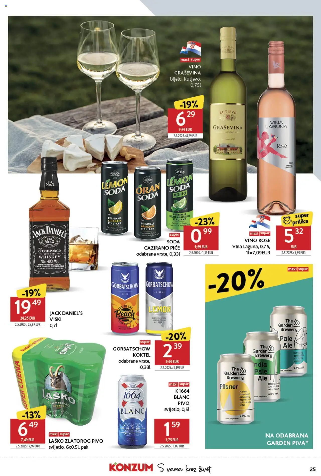Konzum katalog | vrijedi od 25.06.2025 | Stranica: 25 | Proizvodi: Vino, Pivo, Laško, Viski