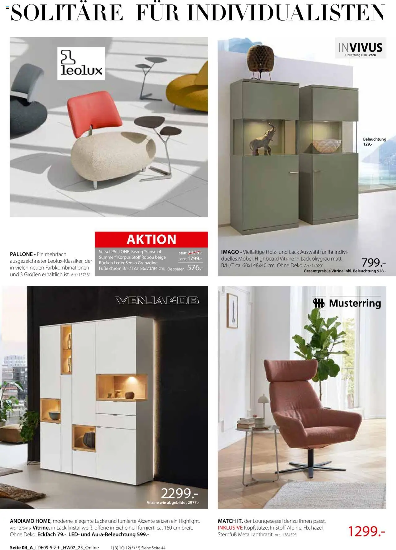 Zurbrüggen Hochwert – gültig ab 08.09.2025 | Seite: 8 | Produkte: HIghboard, Vitrine, Sessel