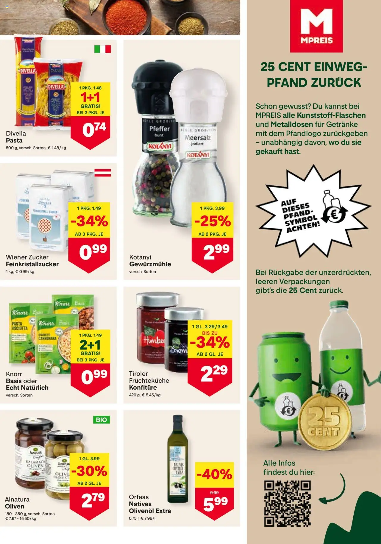 MPREIS Absam gültig ab 24.07.2025 | Seite: 9 | Produkte: Pasta, Zucker, Pfeffer, Szeder